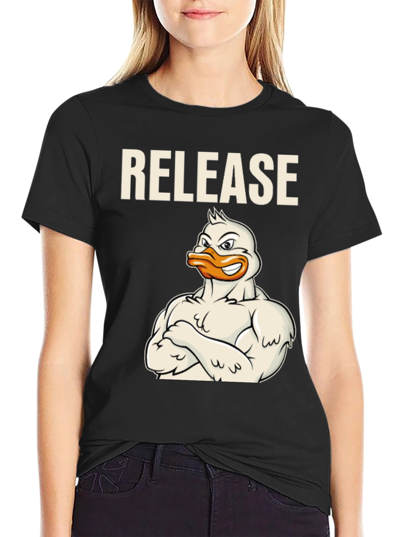 Black Release Duck T-Shirt - Funny Workout Tee view 2