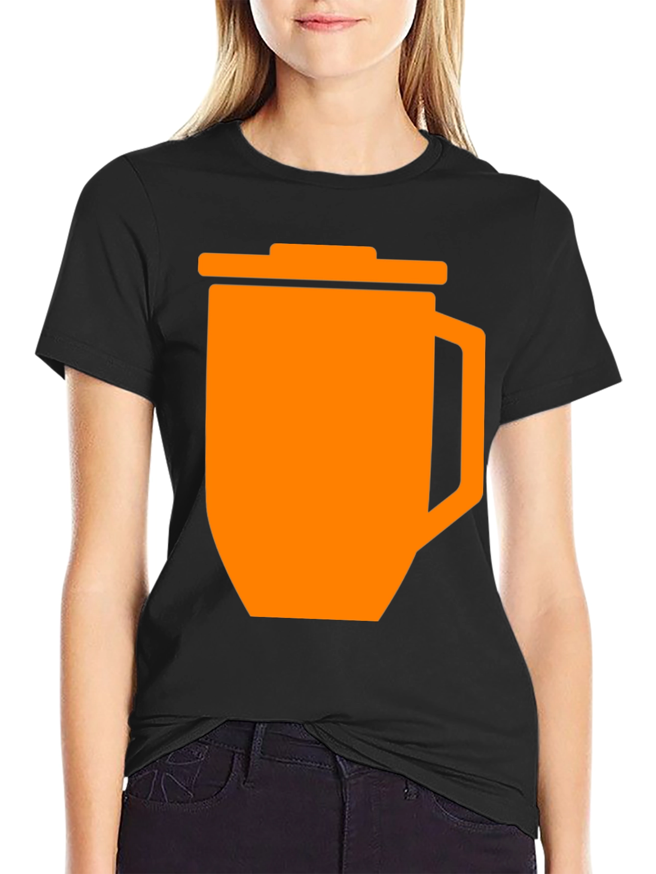 Black Funny Orange Trash Can Graphic T-Shirt - Black view 2