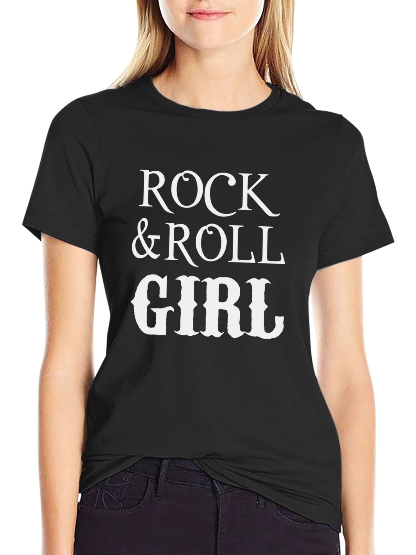 Black Rock & Roll Girl Graphic Print Tee view 2
