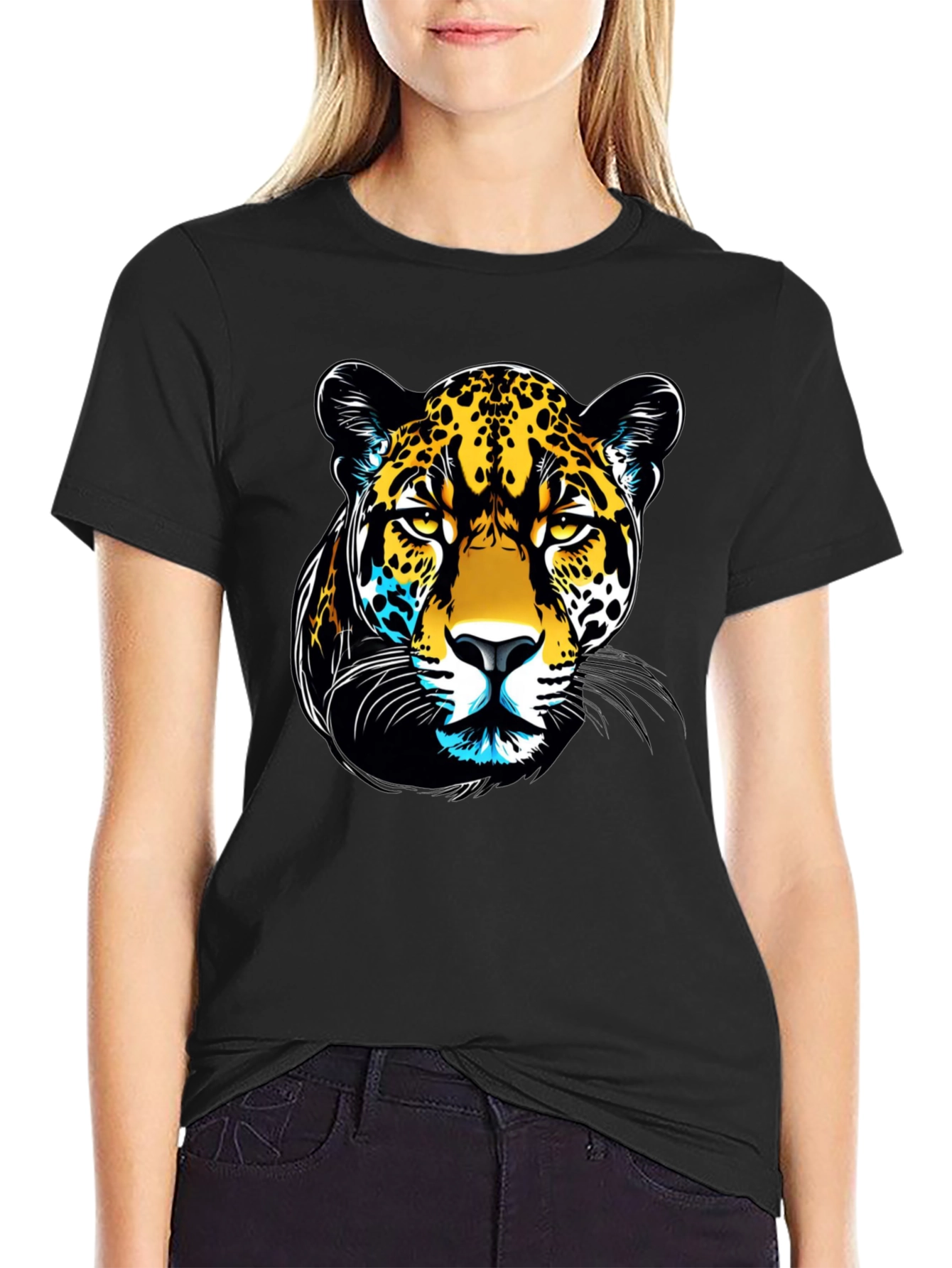 Black Jaguar Graphic Print Black T-Shirt view 2