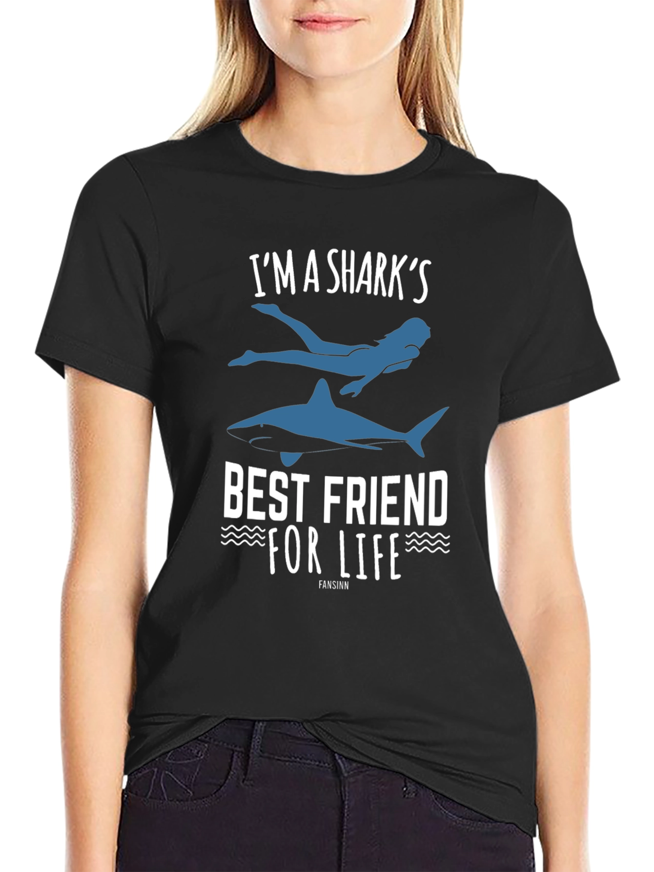 Black I'm a Shark's Best Friend For Life T-Shirt view 2