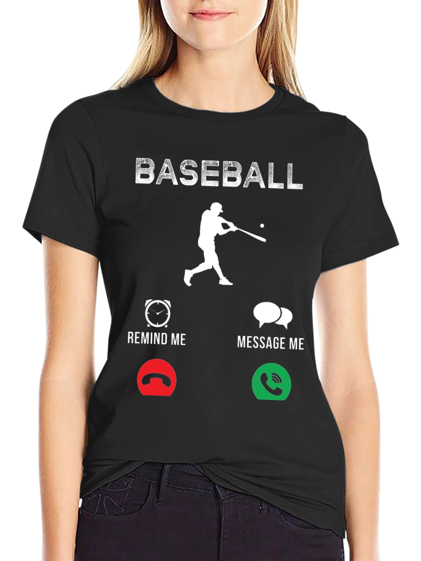 Black Baseball Remind/Message Graphic T-Shirt view 2