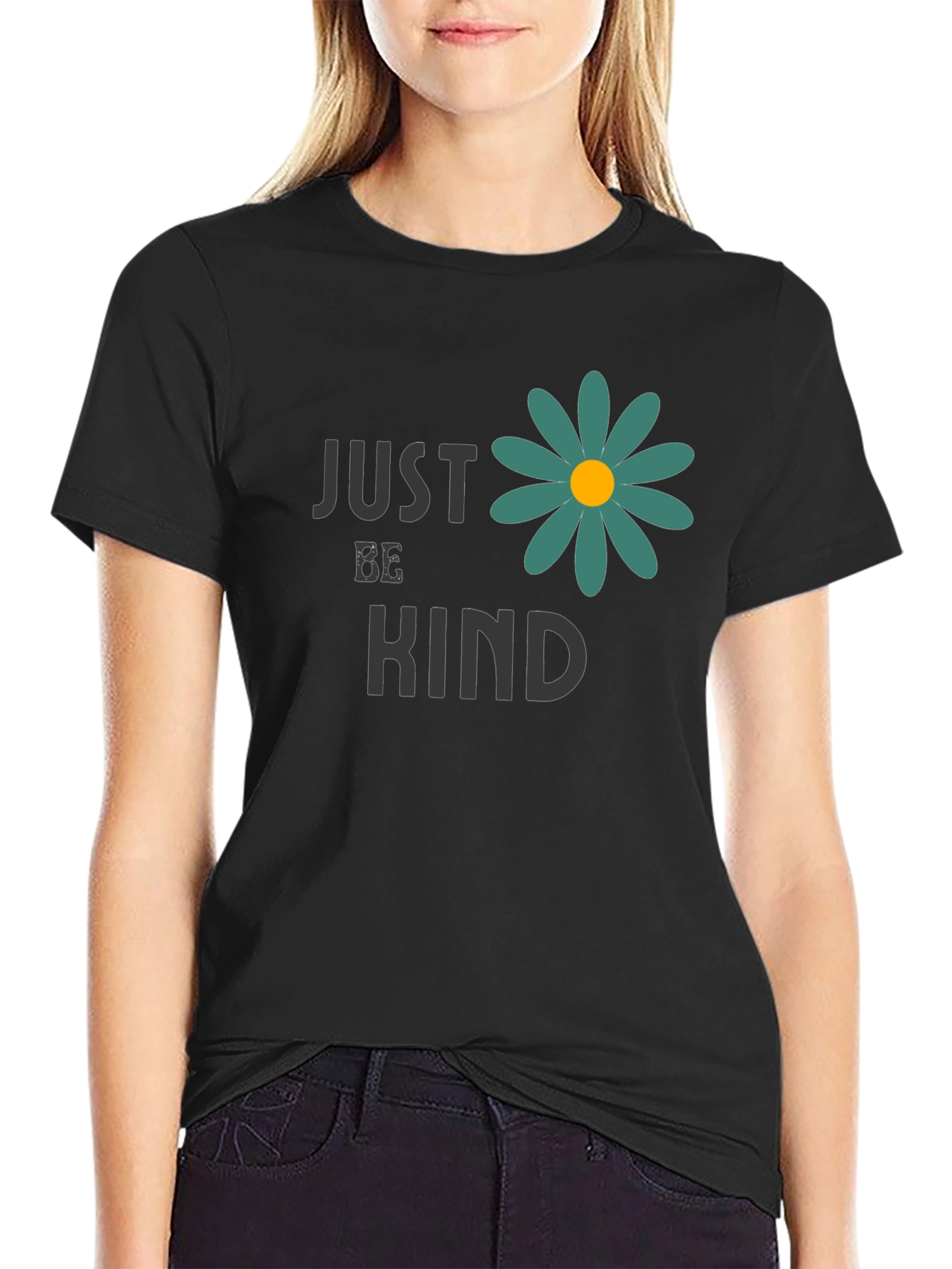 Black Just Be Kind Graphic T-Shirt - Comfort and Style view 2