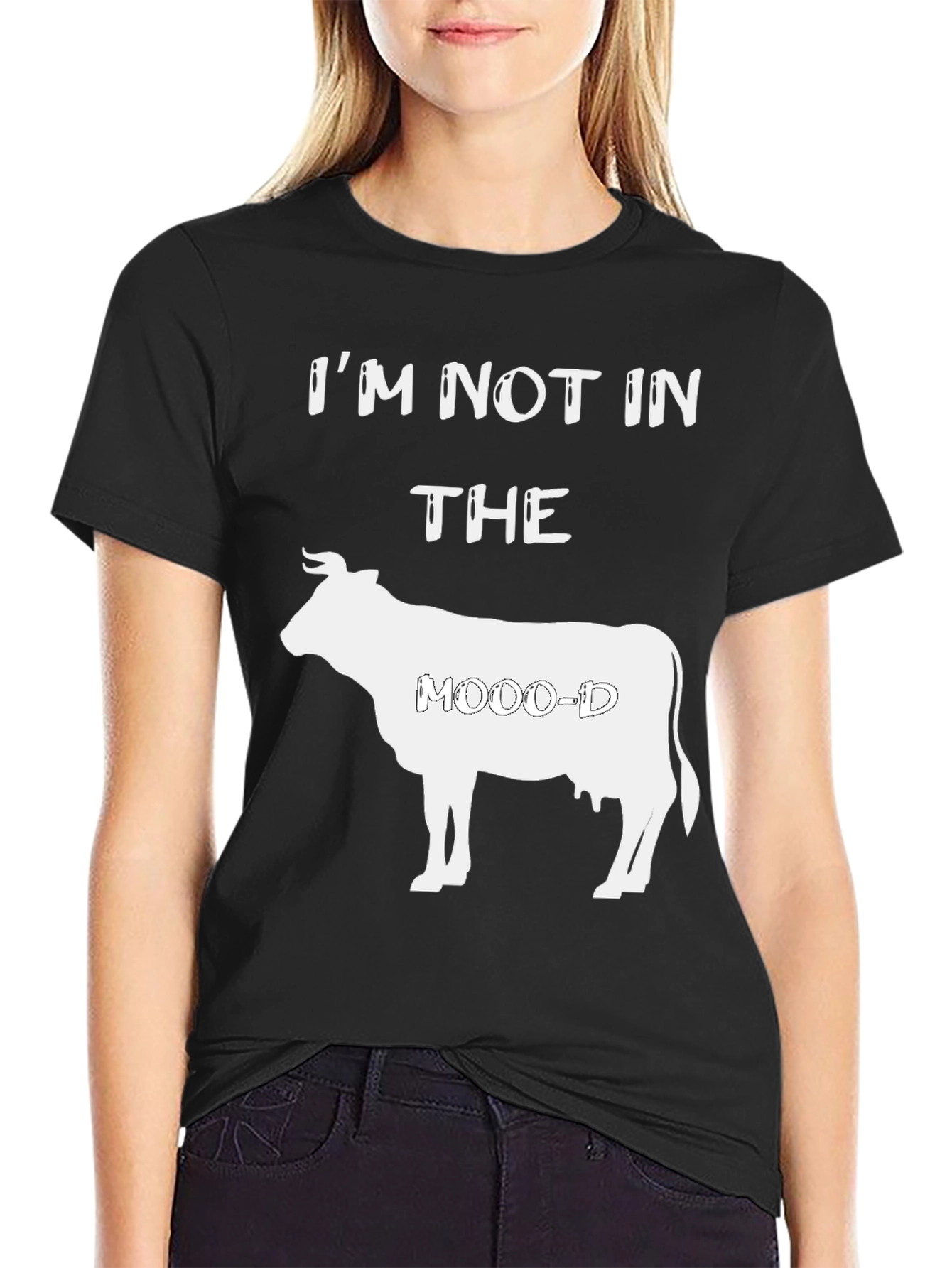 Black I'm Not In The Moo-d Graphic T-Shirt view 2
