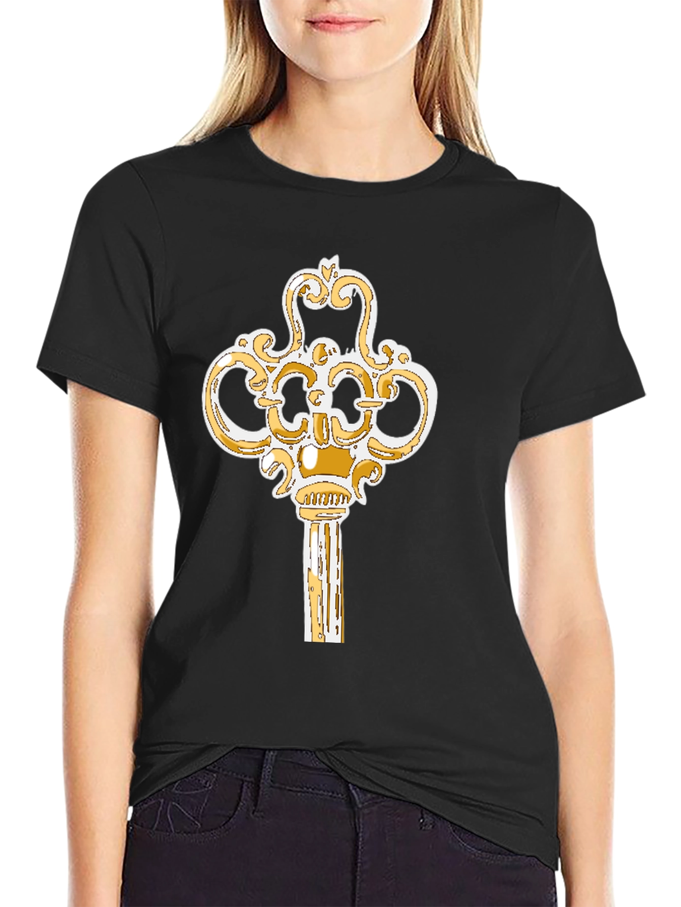 Black Vintage Key Graphic T-Shirt view 2