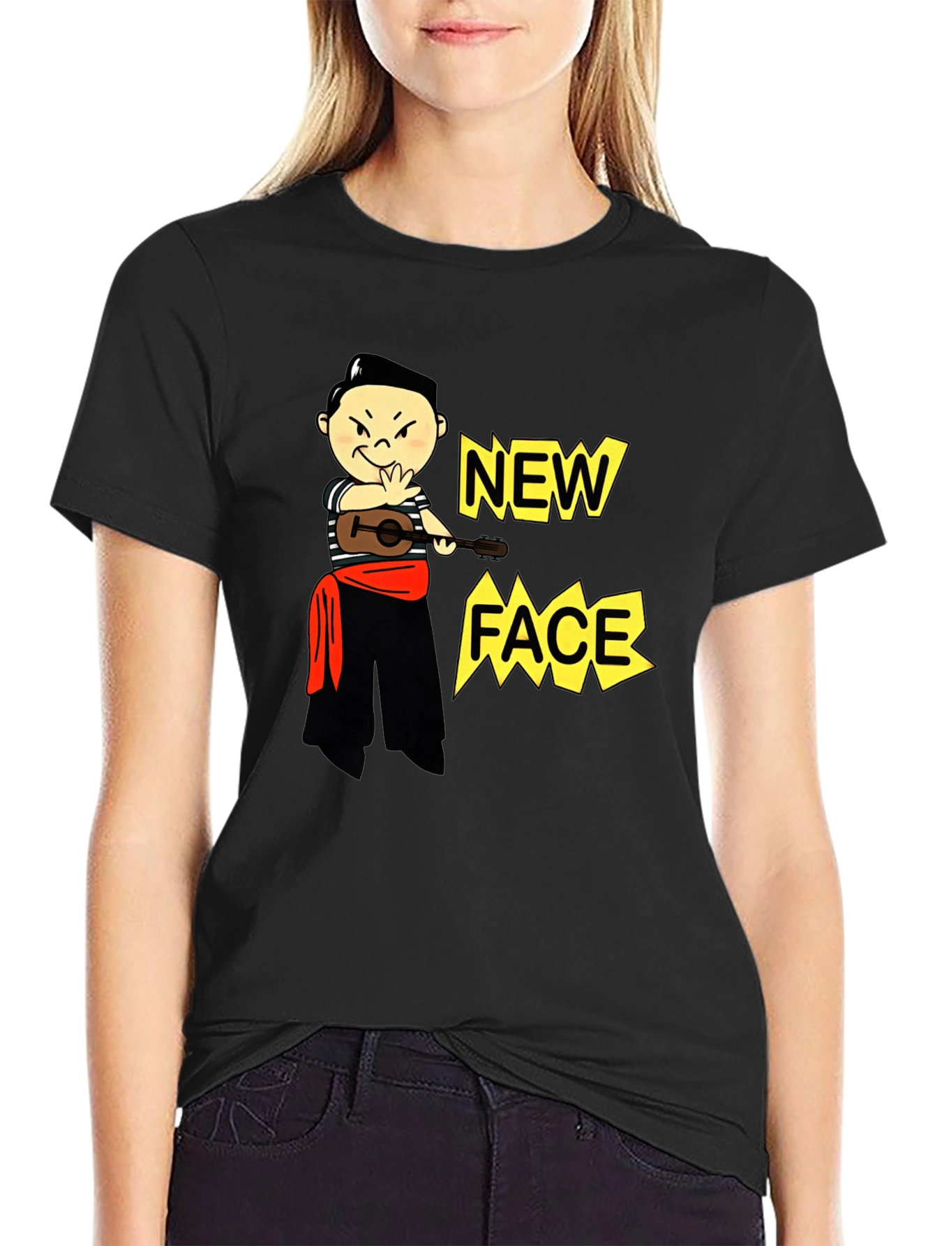 Black New Face Graphic Tee - Unique Design view 2