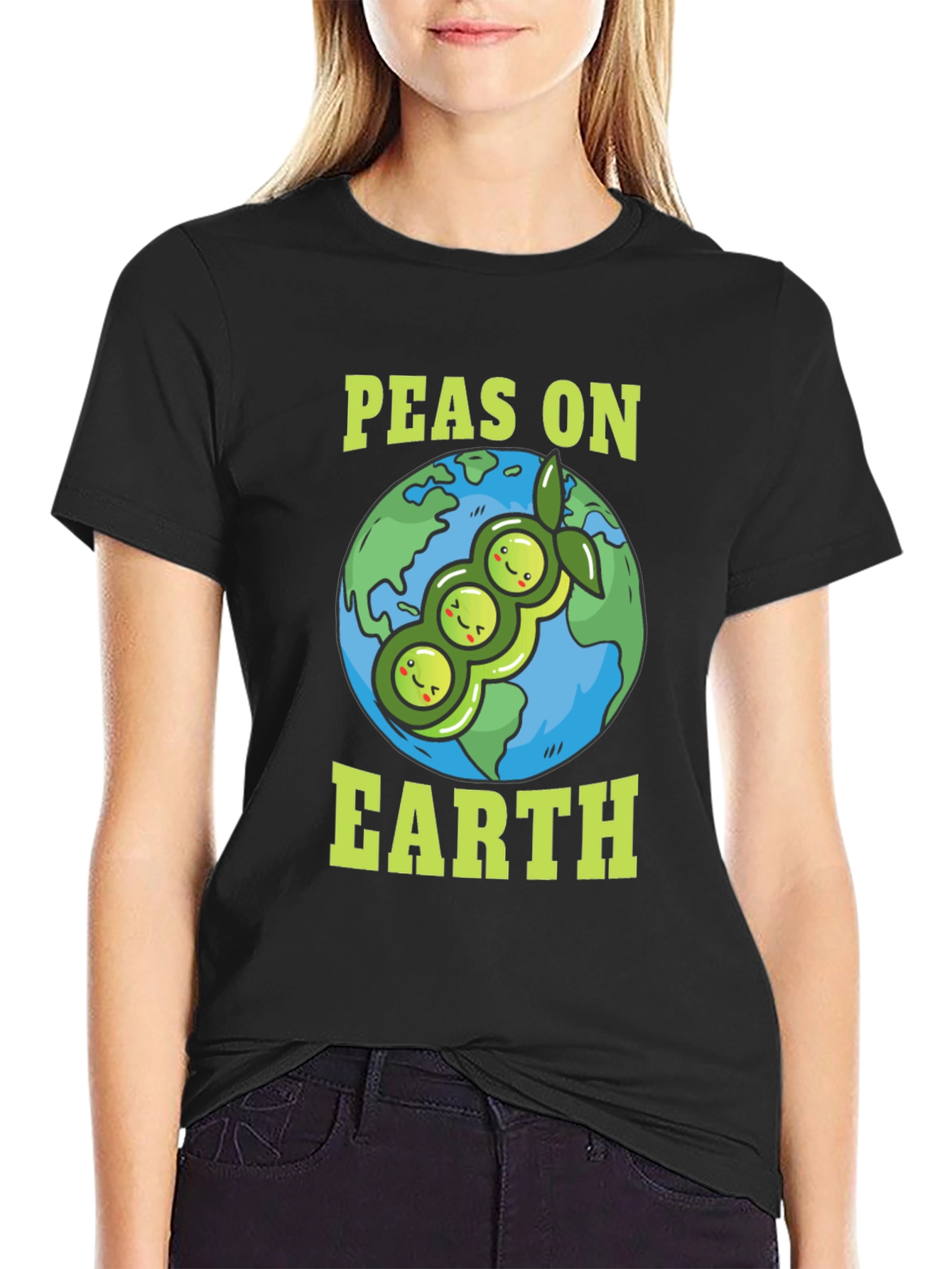 Black Peas on Earth T-Shirt - Vegan Planet Tee view 2
