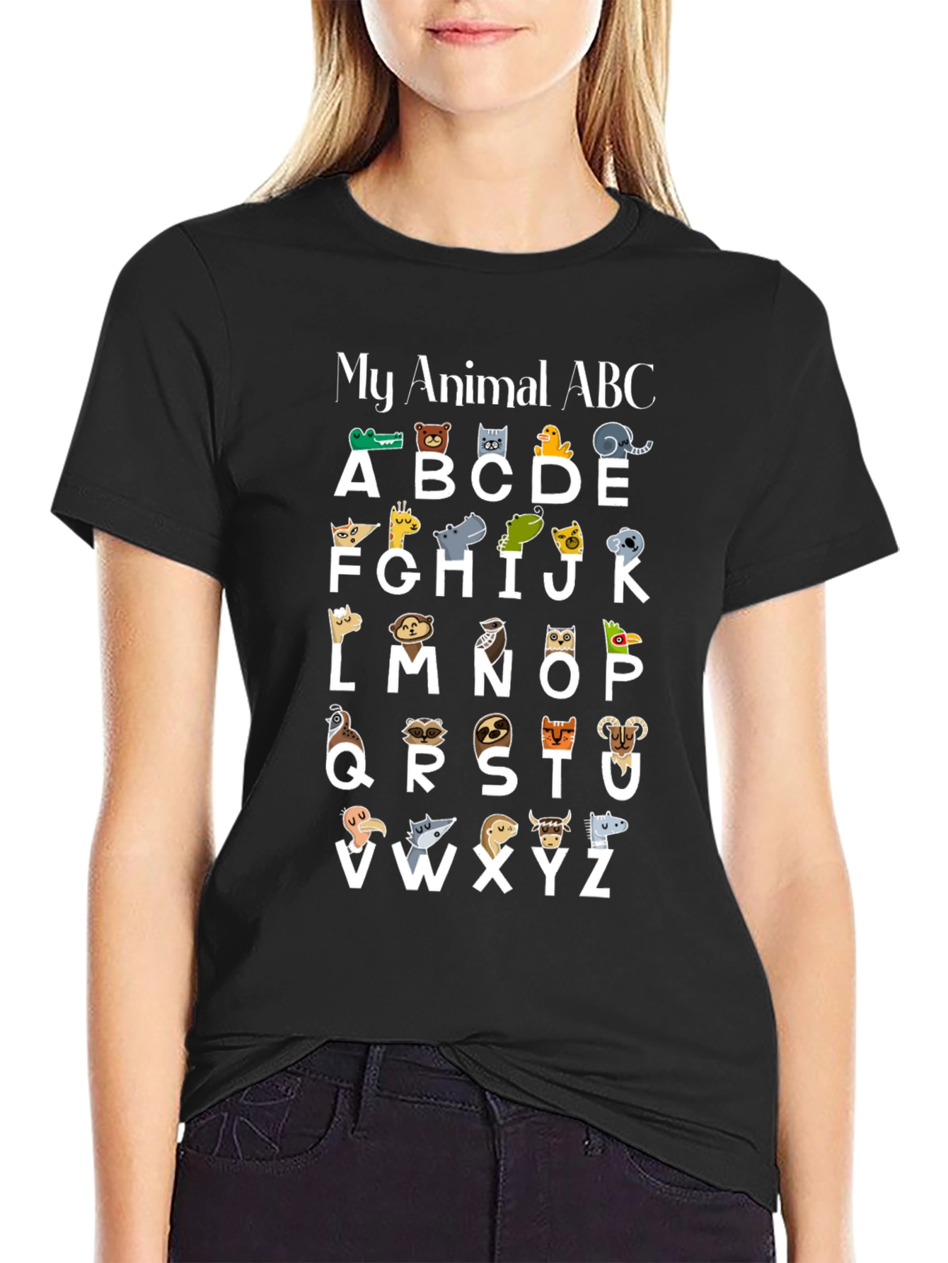 Black Animal ABC Graphic T-Shirt view 2