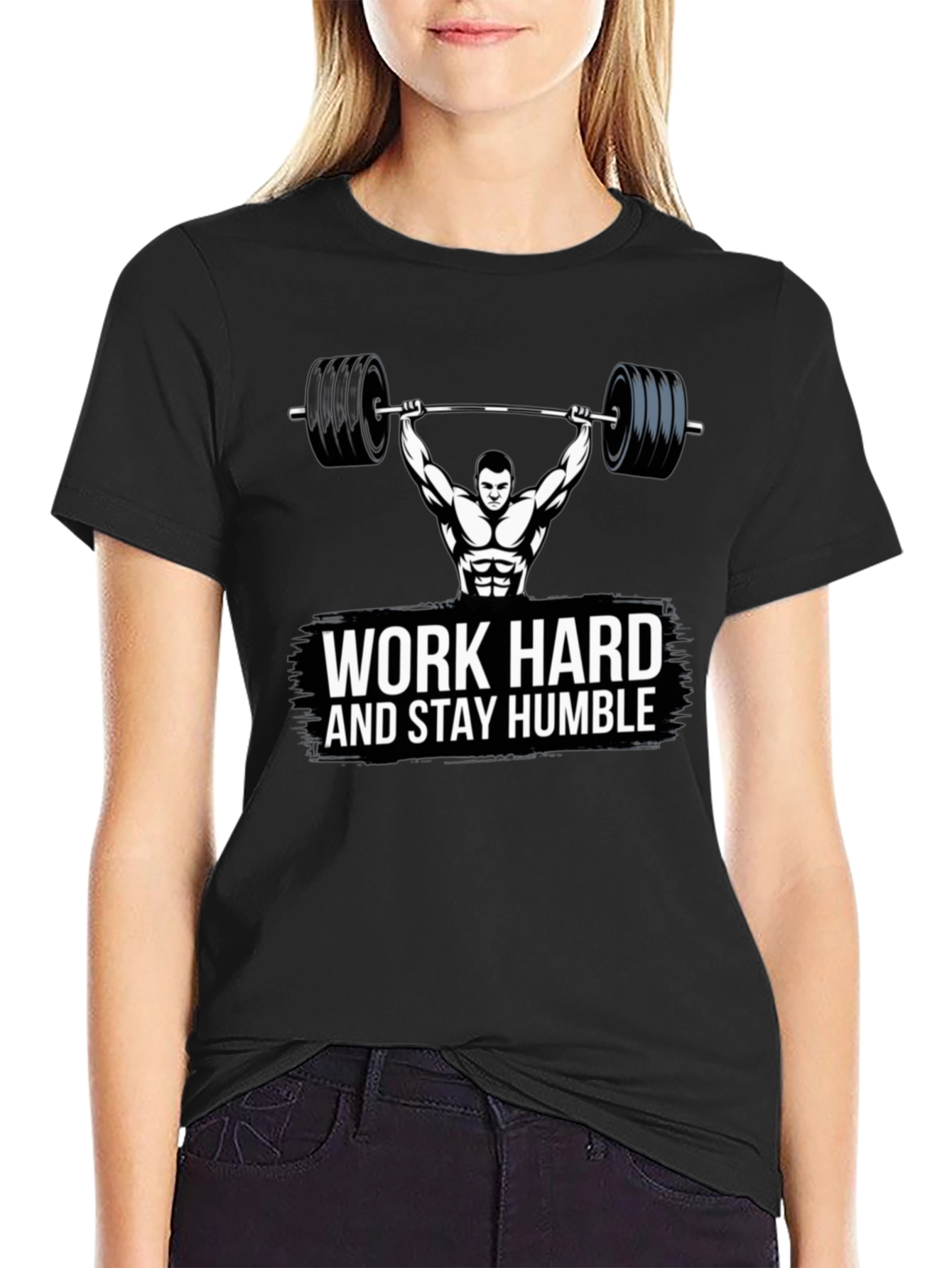 Black Work Hard & Stay Humble Gym T-Shirt view 2