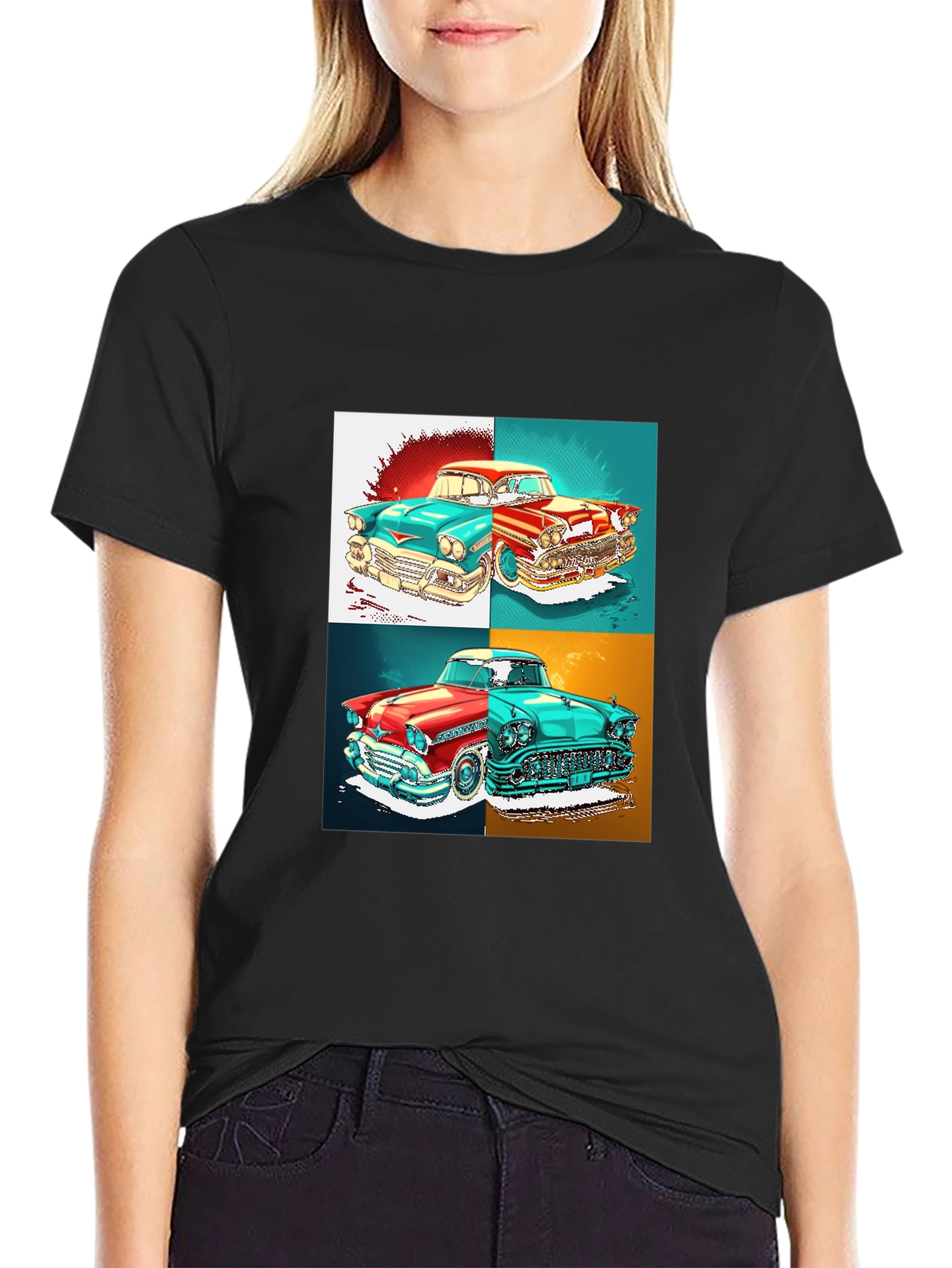 Black Classic Car Graphic T-Shirt - Retro Automotive Style view 2