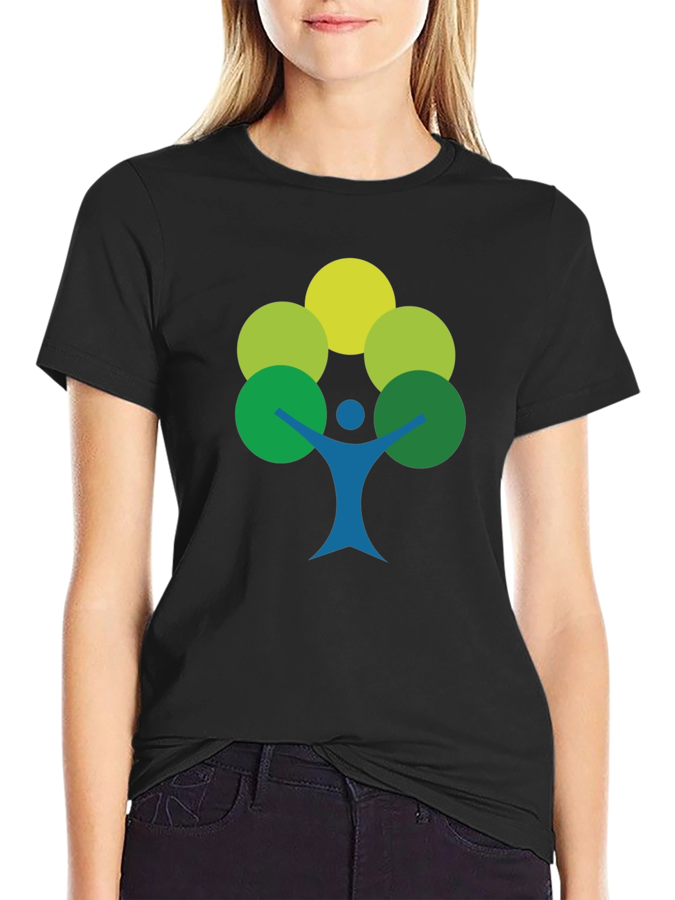 Black Eco-Friendly Tree Person Graphic Tee view 2