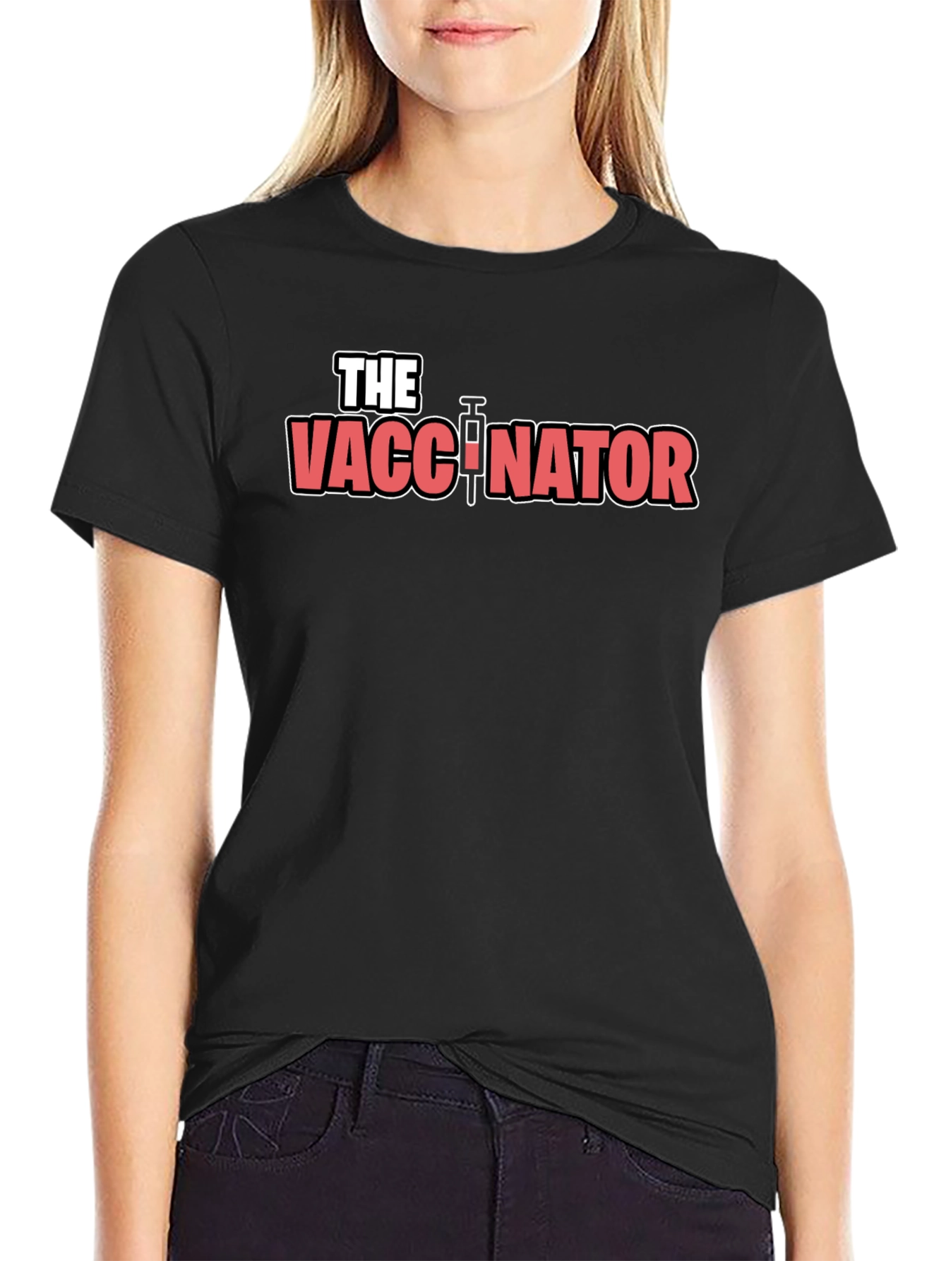 Black The Vaccinator T-Shirt - Novelty Graphic Tee view 2
