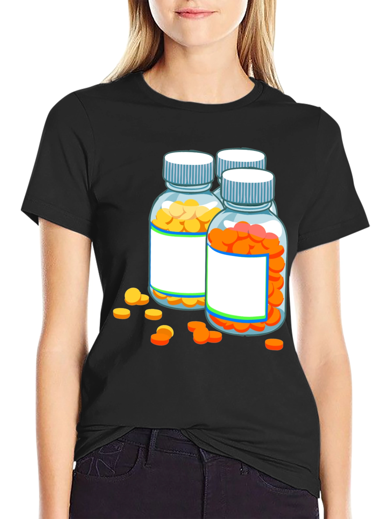 Black Pill Bottle Graphic Tee - Novelty Doctor Shirt view 2