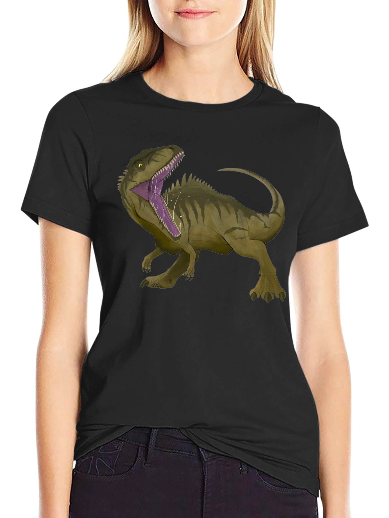 Black Dinosaur Graphic T-Shirt - Black view 2