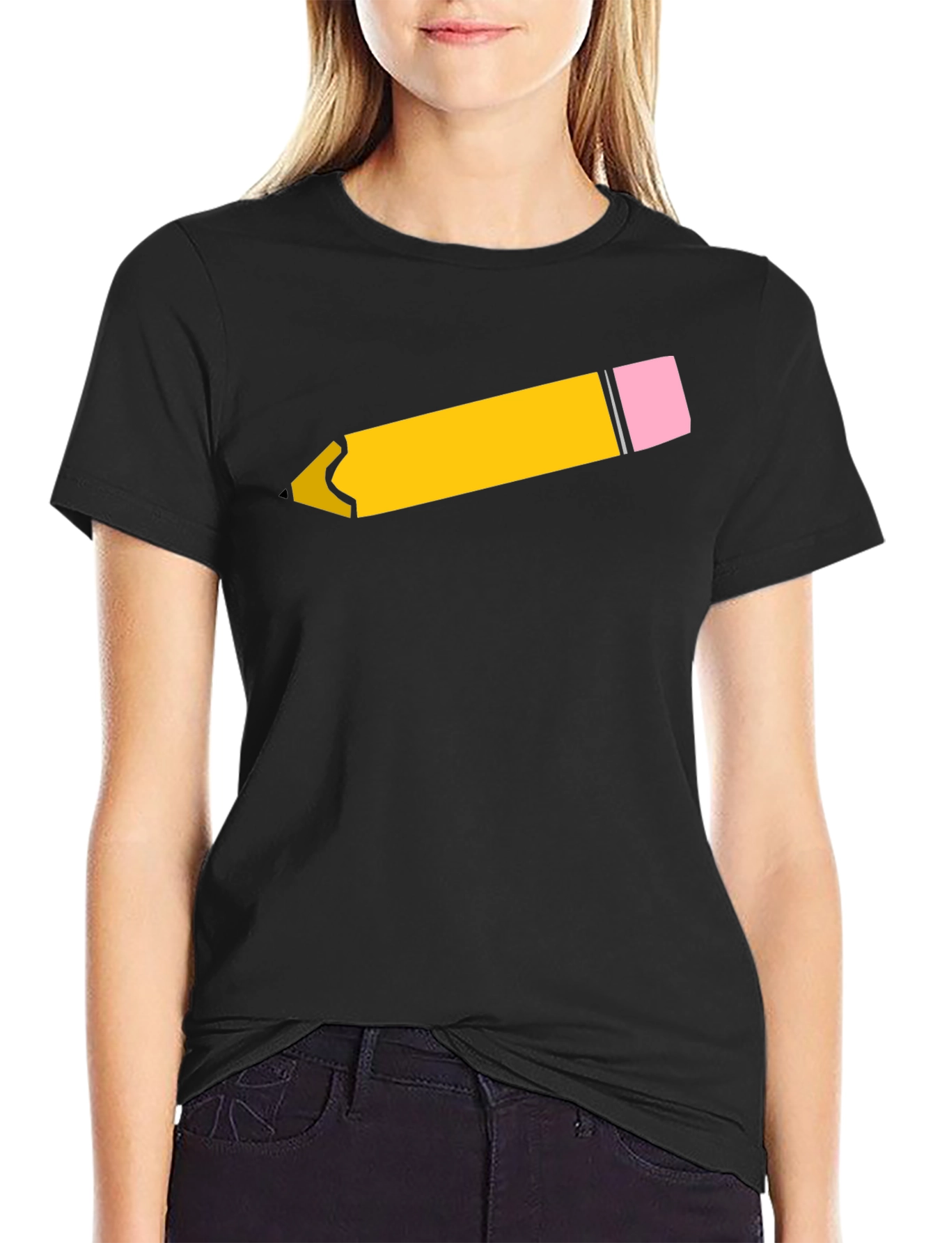 Black Pencil Graphic Black T-Shirt - Fun & Stylish! view 2