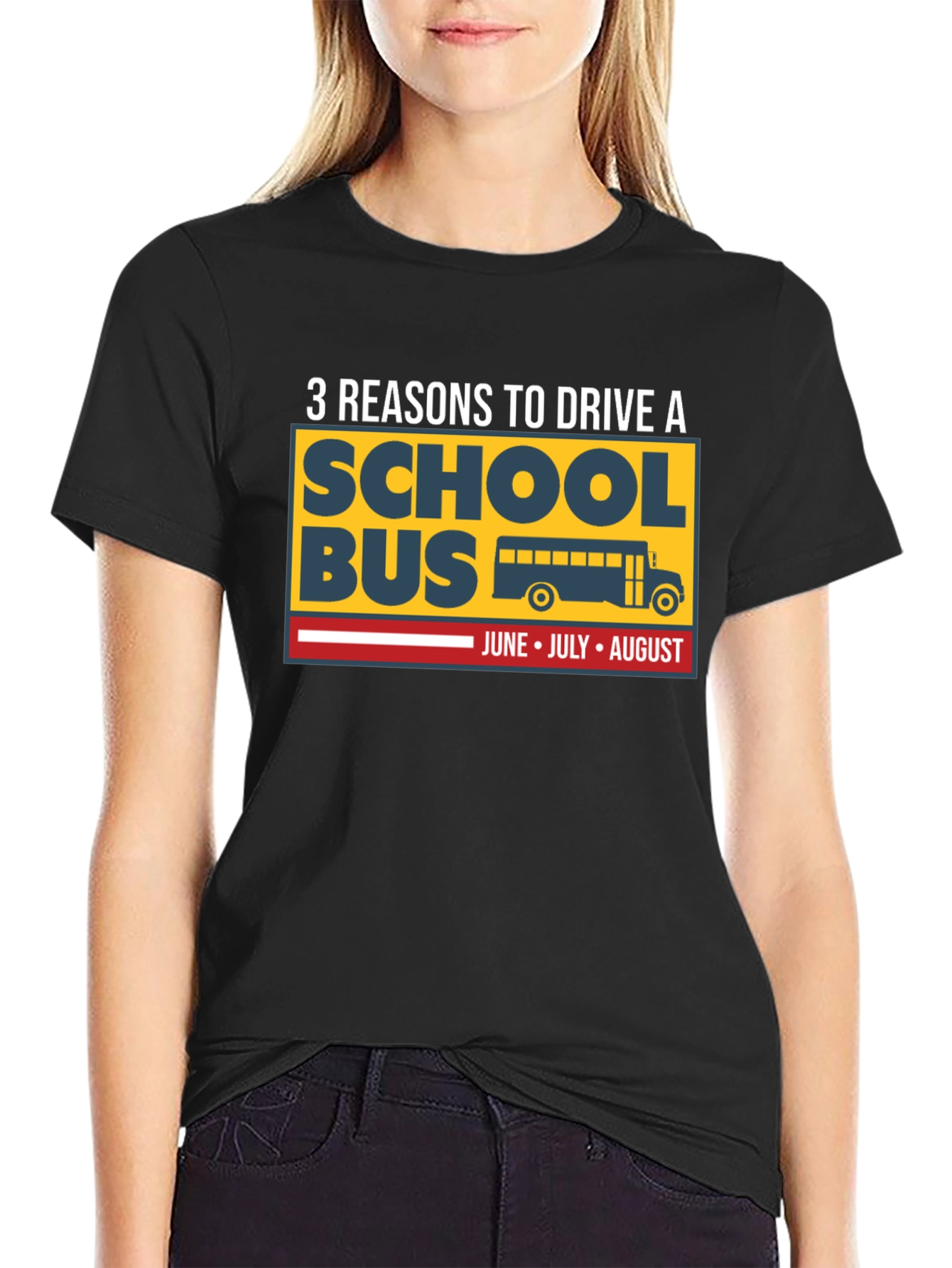Black 3 Reasons to Drive a School Bus T-Shirt view 2