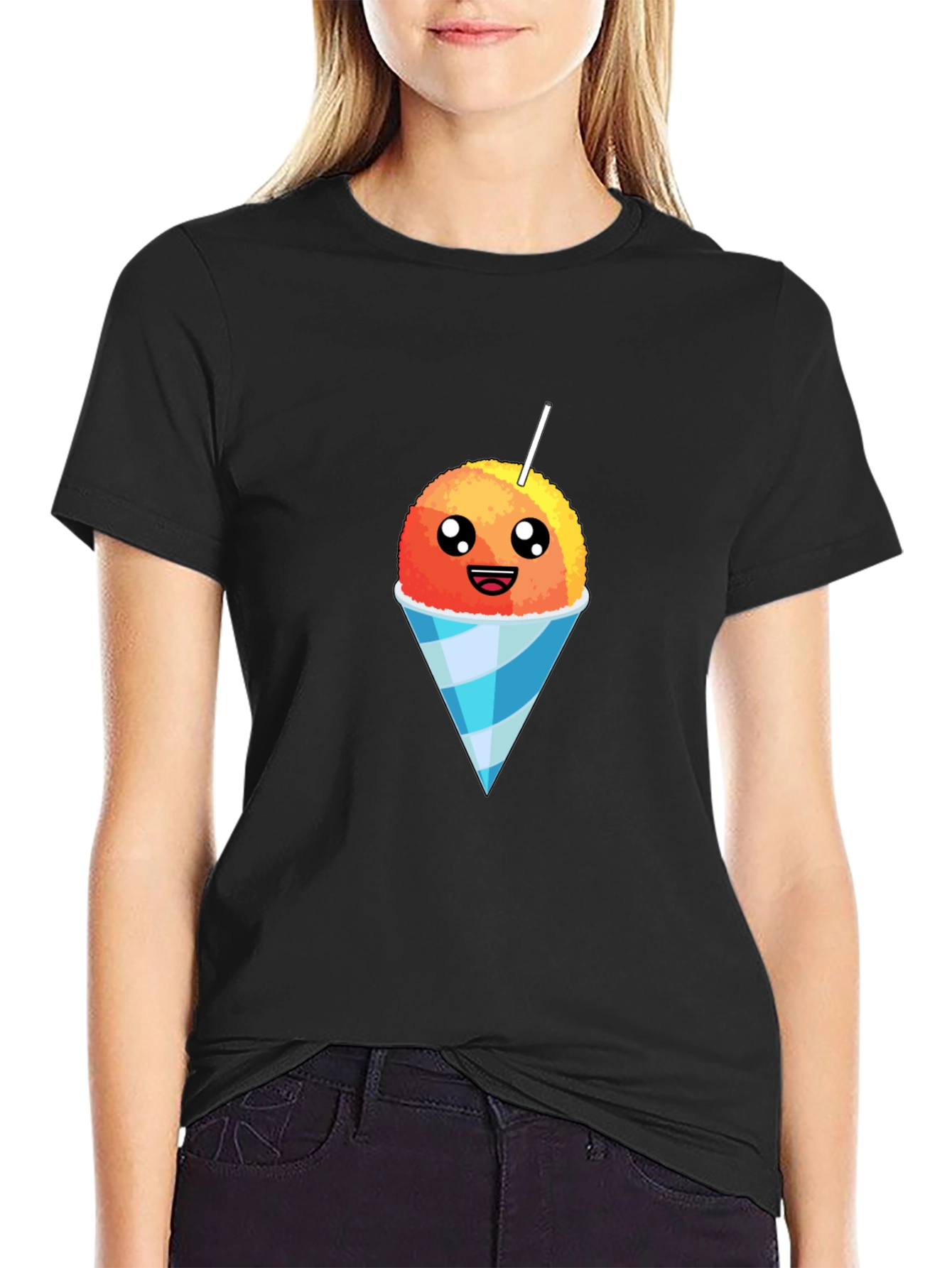 Black Snow Cone Graphic Tee - Sweet Treat Design view 2