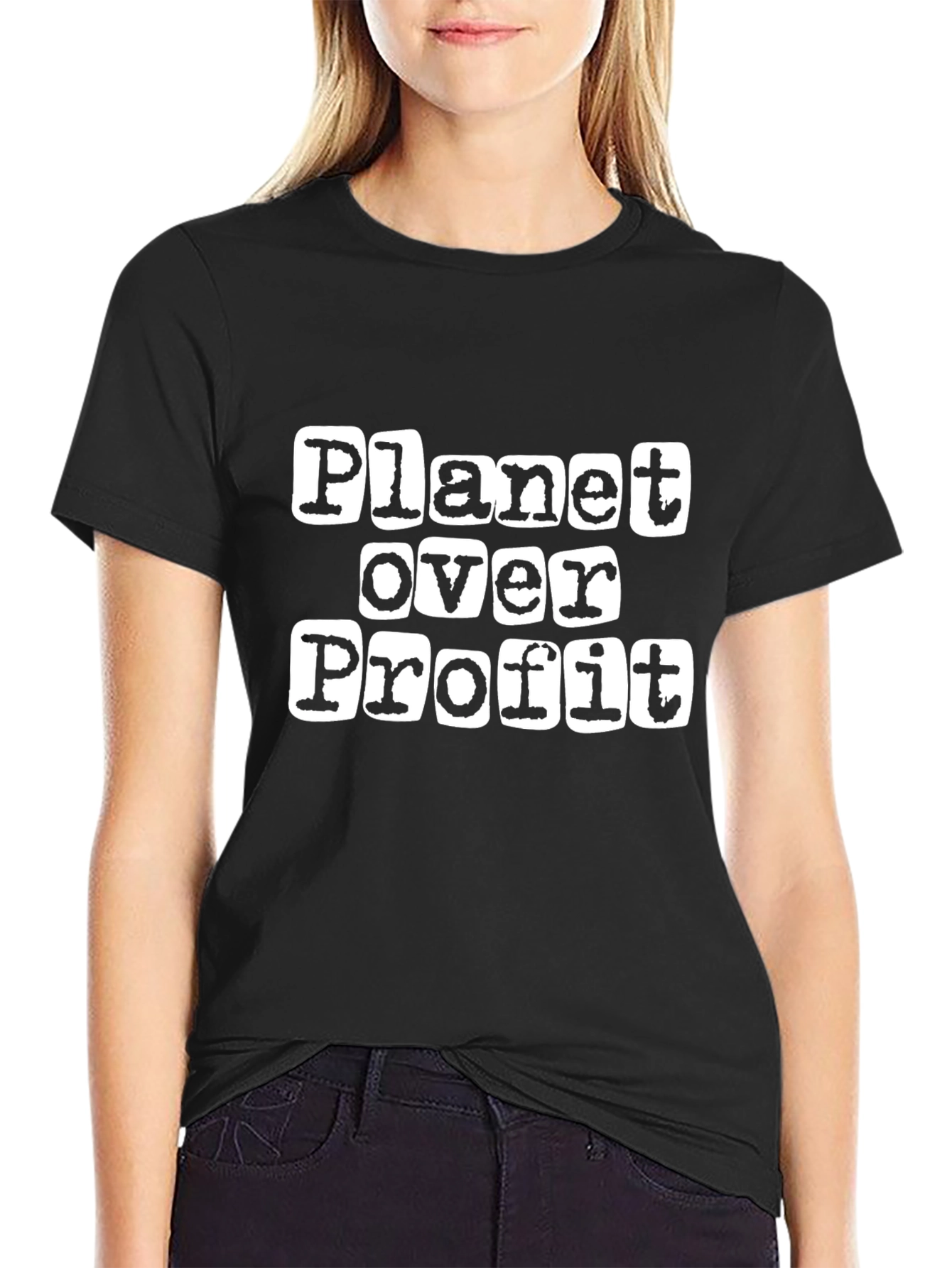 Black Planet Over Profit Graphic T-Shirt - Eco Conscious Tee view 2