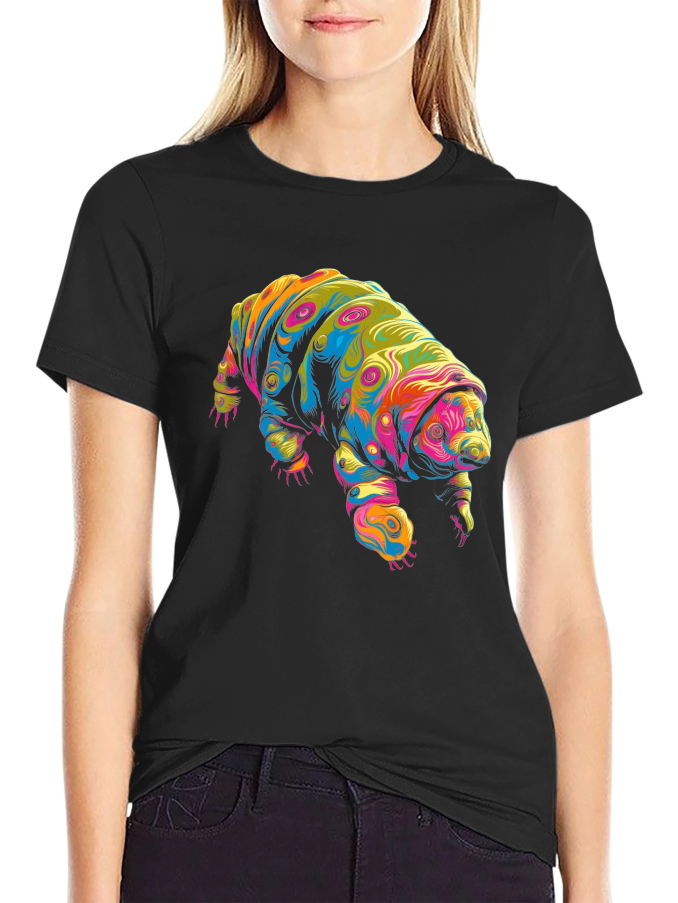 Black Psychedelic Tardigrade Graphic T-Shirt view 2