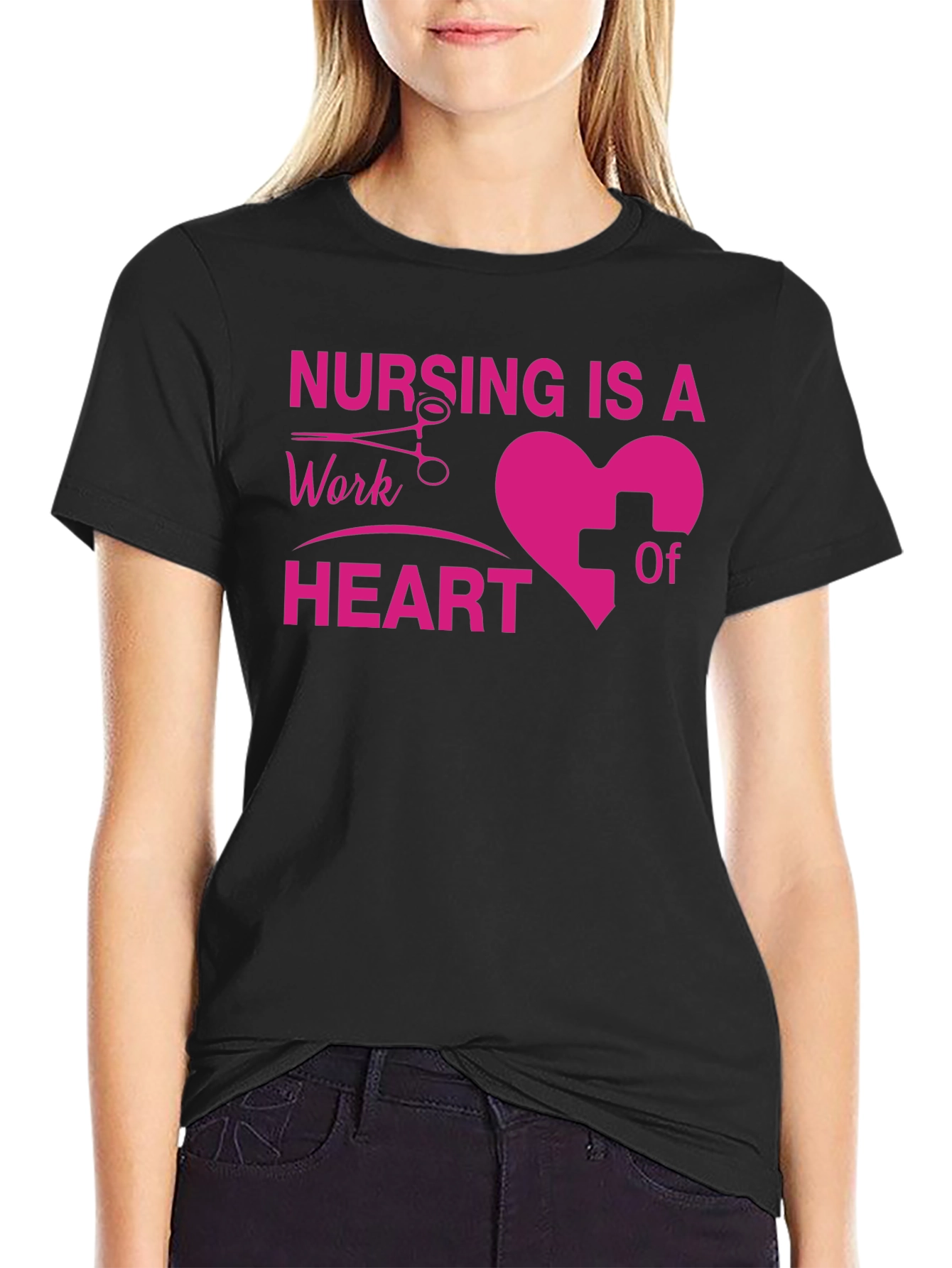 Black Nursing Is A Work Of Heart T-Shirt view 2