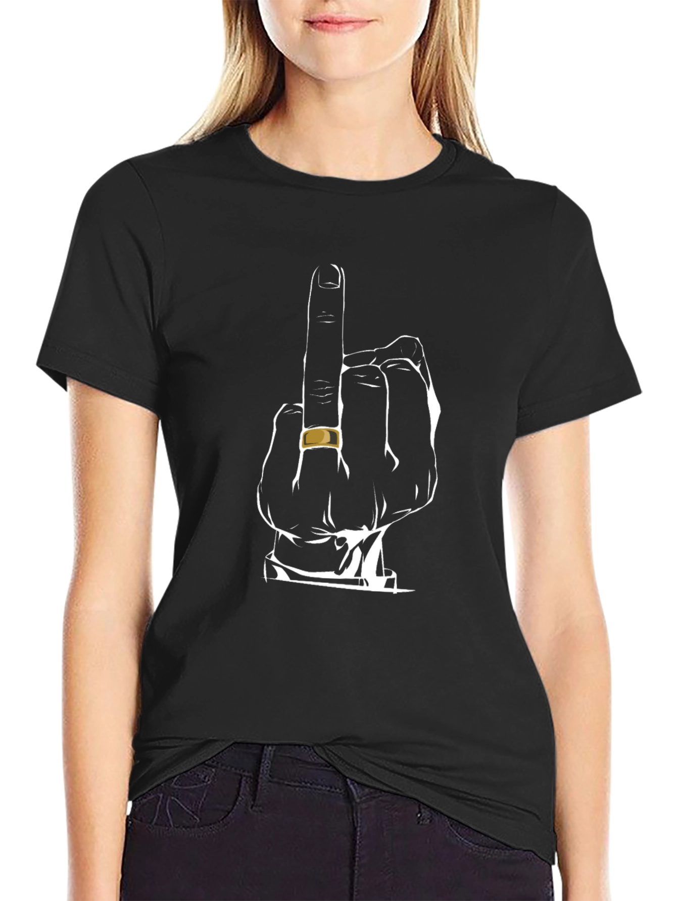 Black Middle Finger Graphic Tee - Black view 2