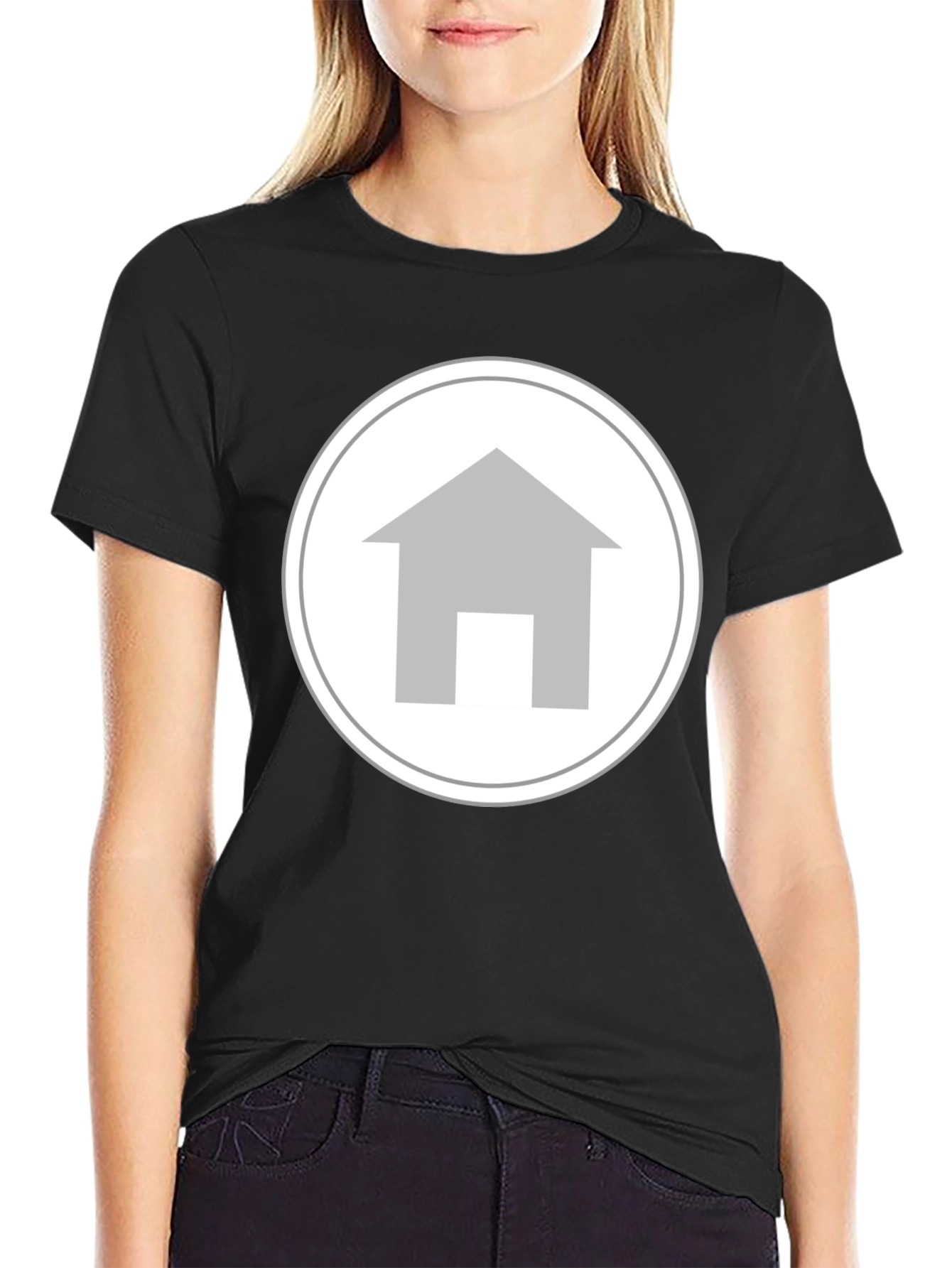 Black Simple House Logo T-Shirt view 2