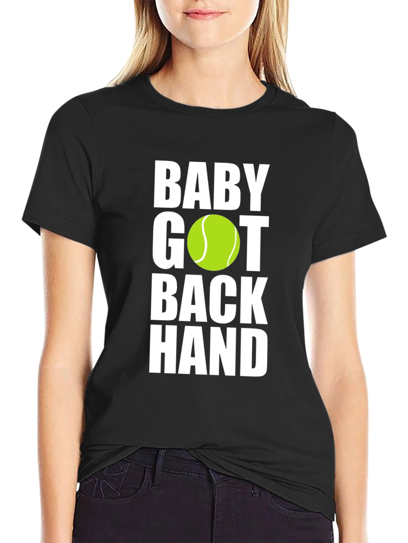 Black Baby Got Back Hand Tennis Graphic T-Shirt view 2