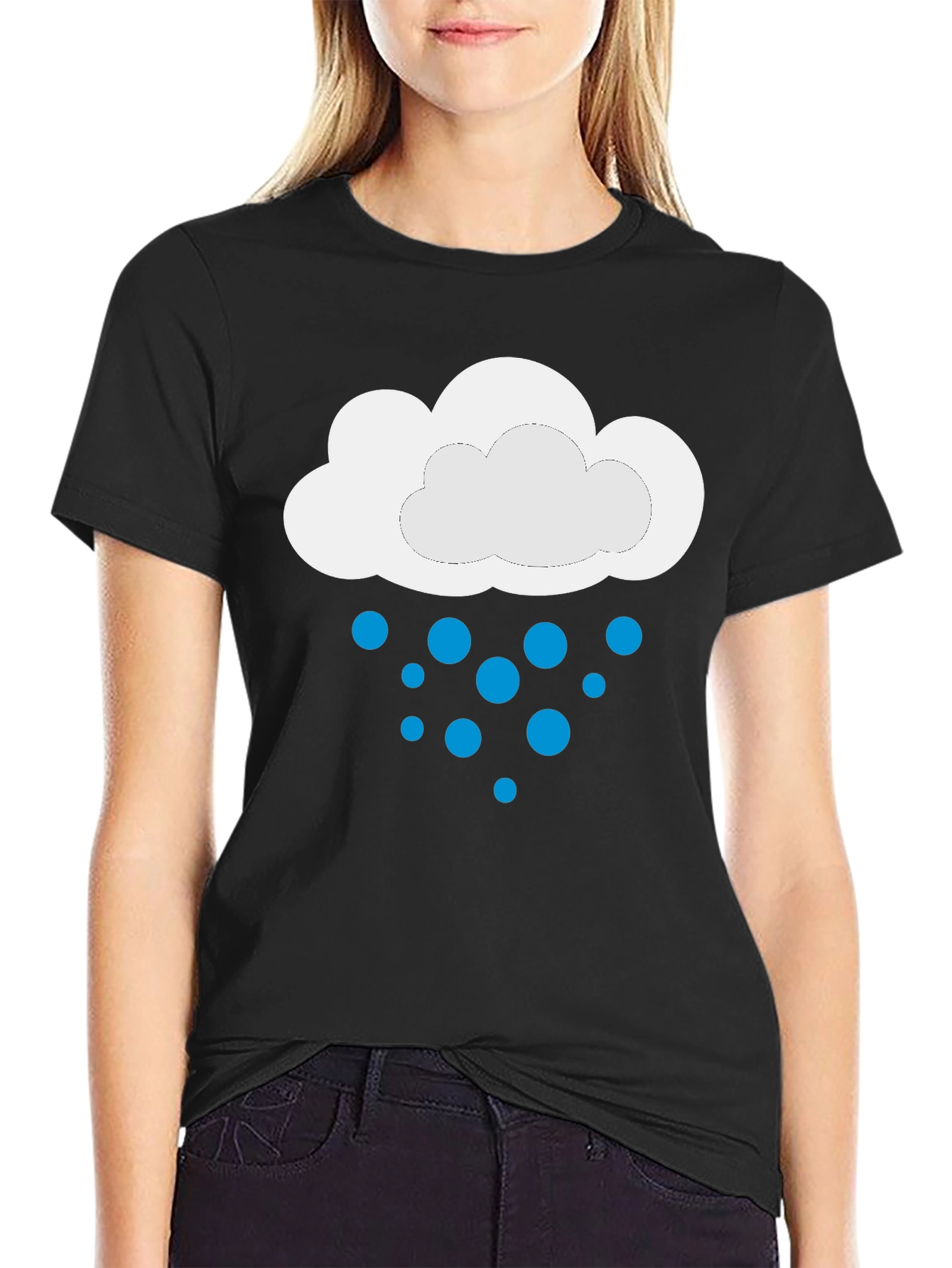 Black Rainy Day Cloud Graphic Tee - Black view 2