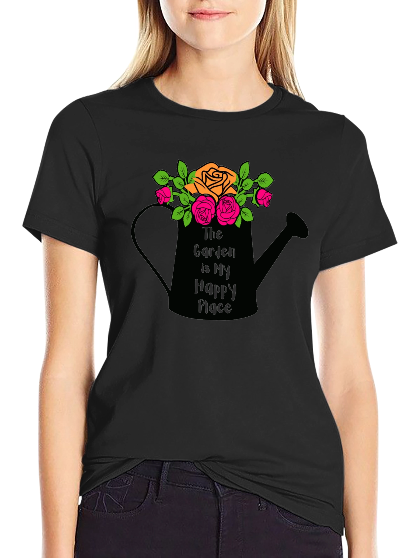 Black Gardener's Happy Place T-Shirt view 2