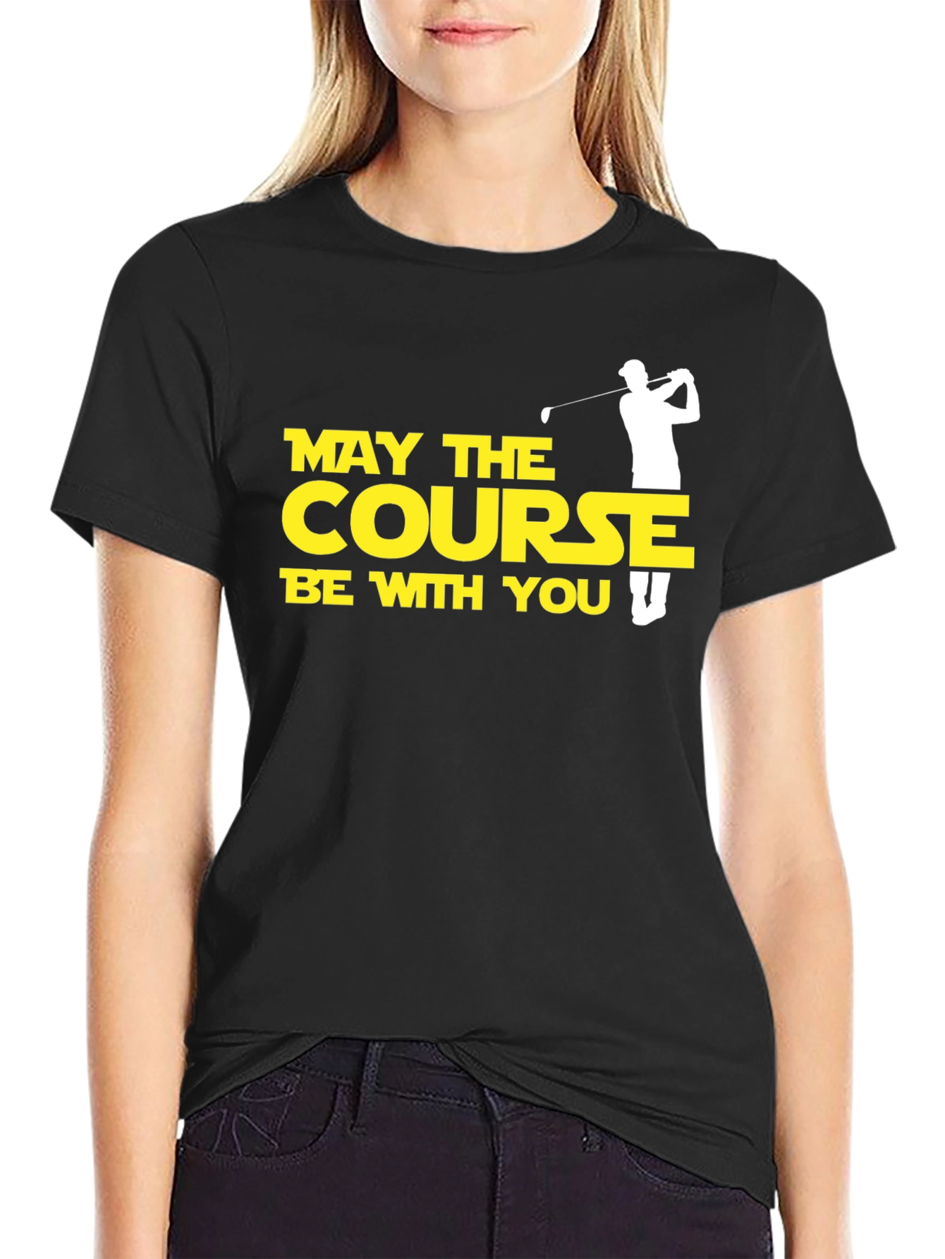 Black May the Course Be With You Golf T-Shirt view 2