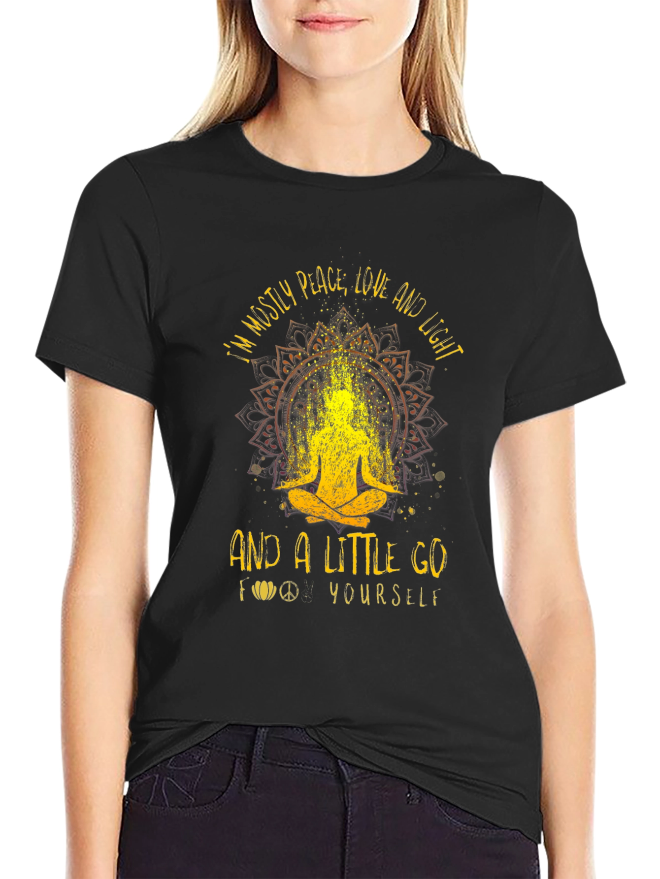 Black Peace Love Light Go Yourself T-Shirt view 2