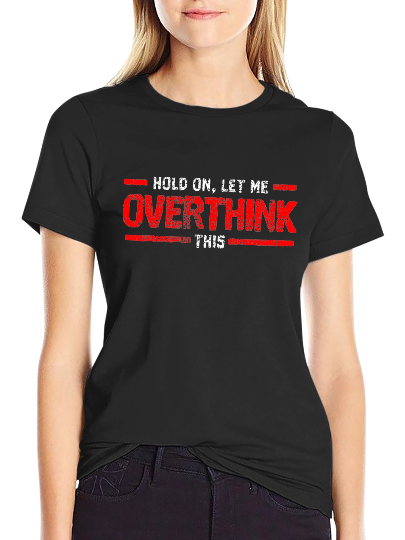 Black Overthink Funny Graphic T-Shirt view 2