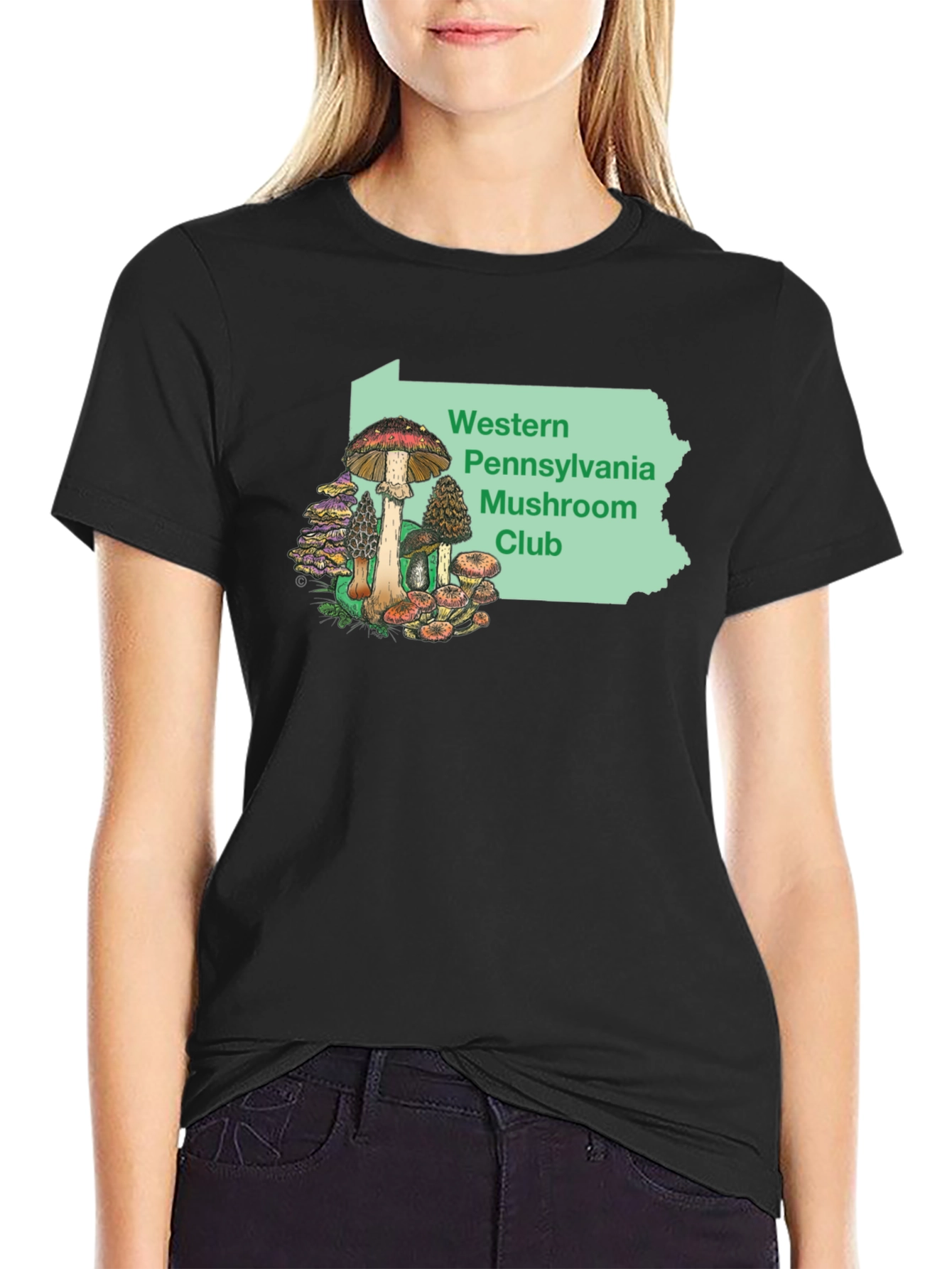 Black Western PA Mushroom Club T-Shirt view 2