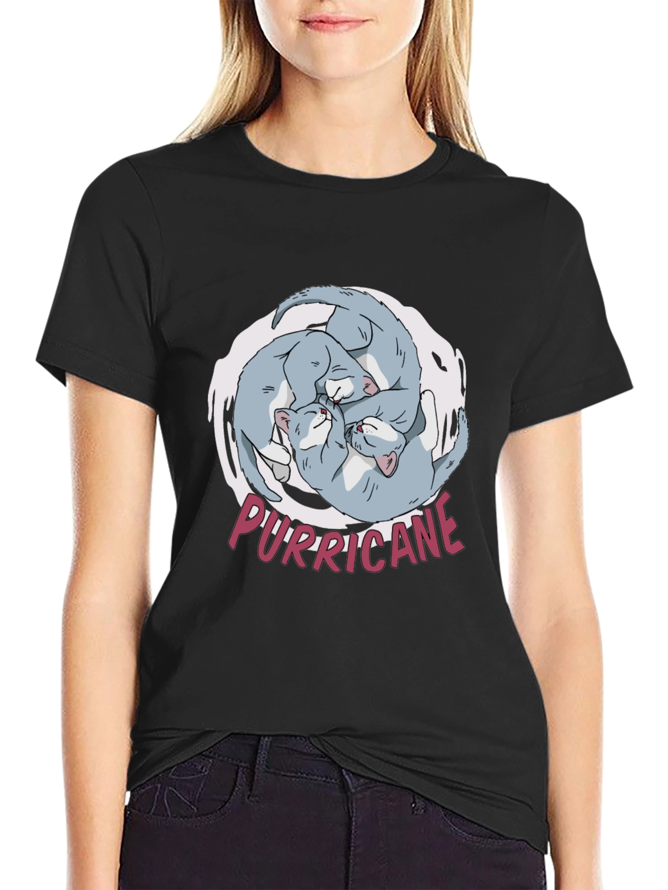 Black Purricane Cat T-Shirt - Hilarious Kitten Design view 2