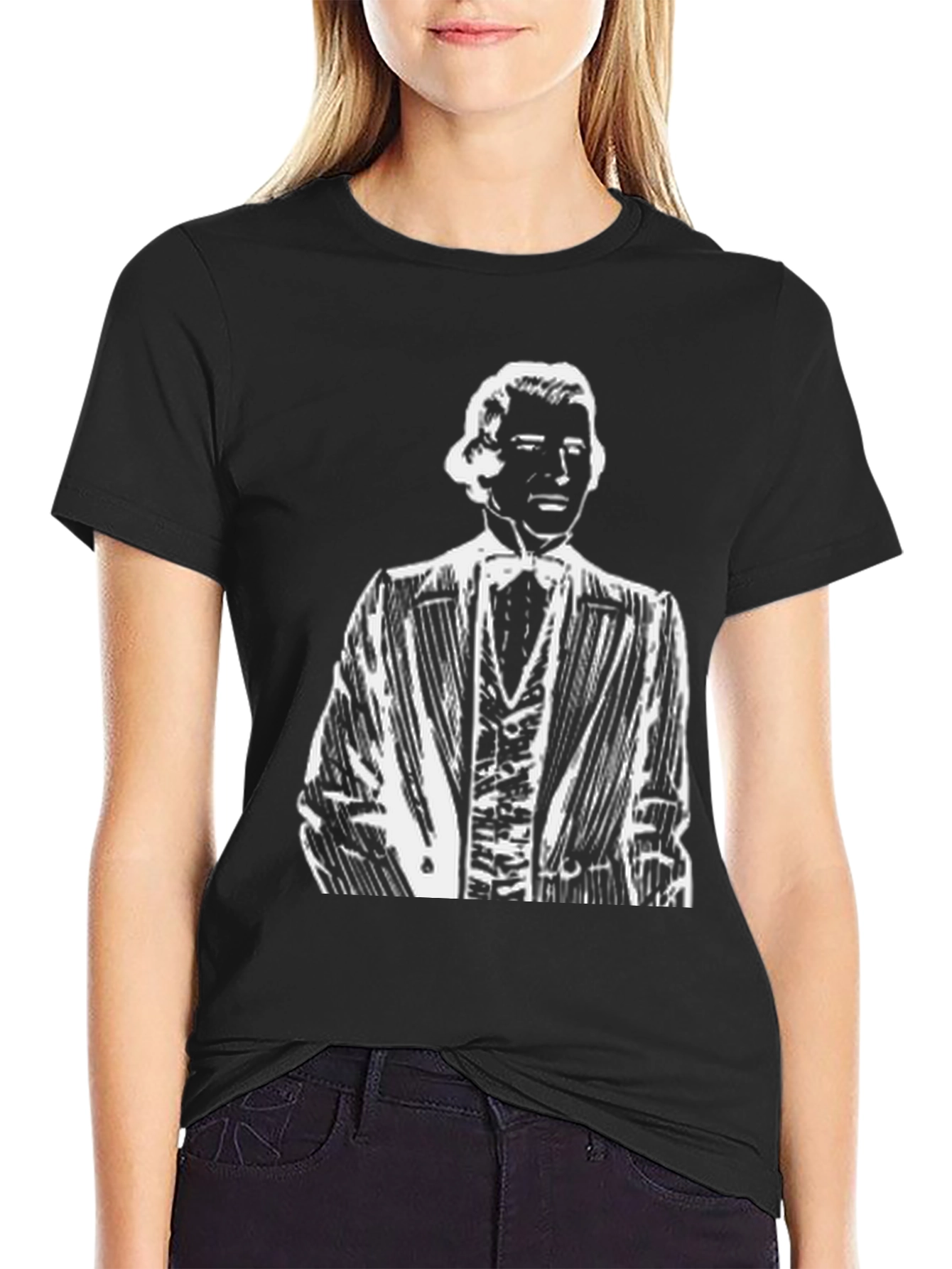 Black Gentleman Portrait Black T-Shirt - Classically Cool view 2