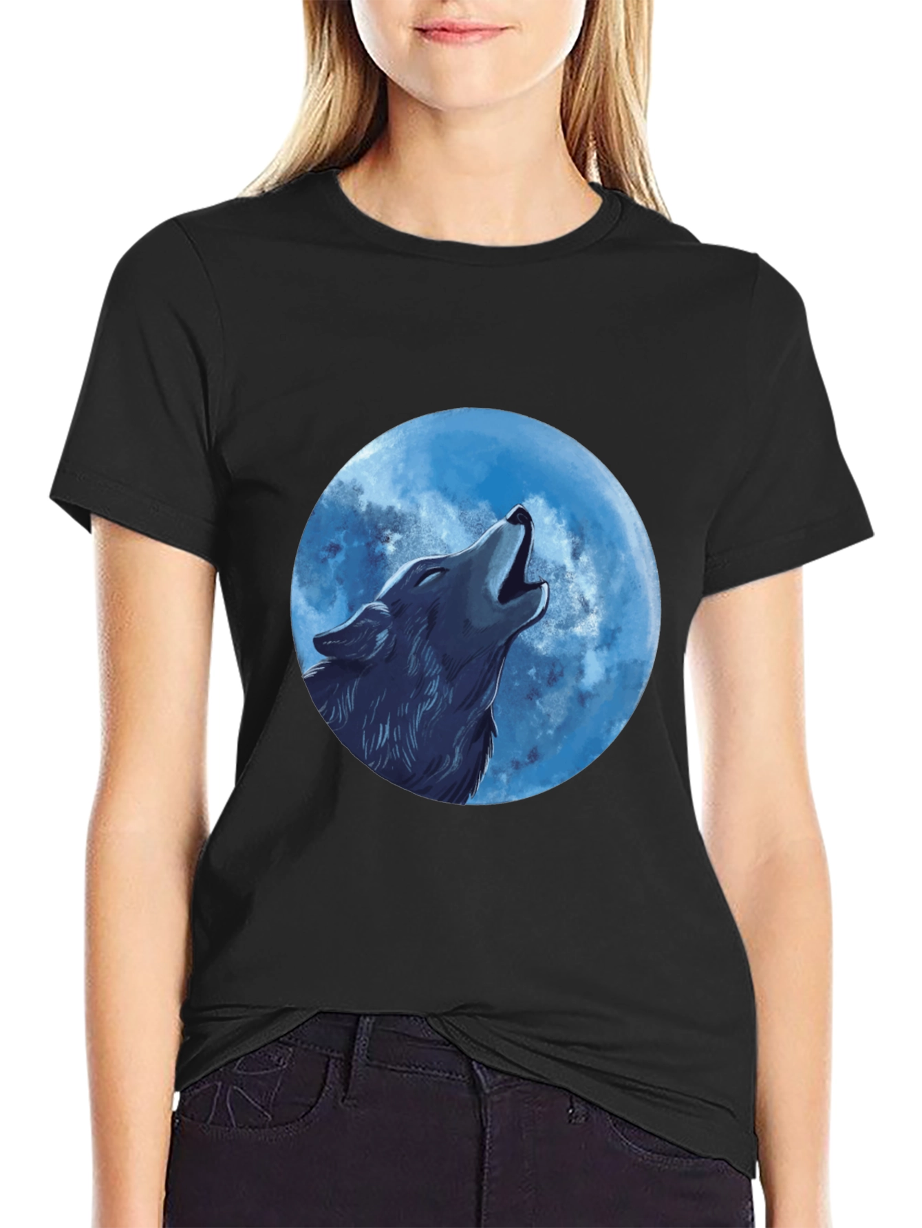 Black Wolf Moon Graphic T-Shirt - Black view 2