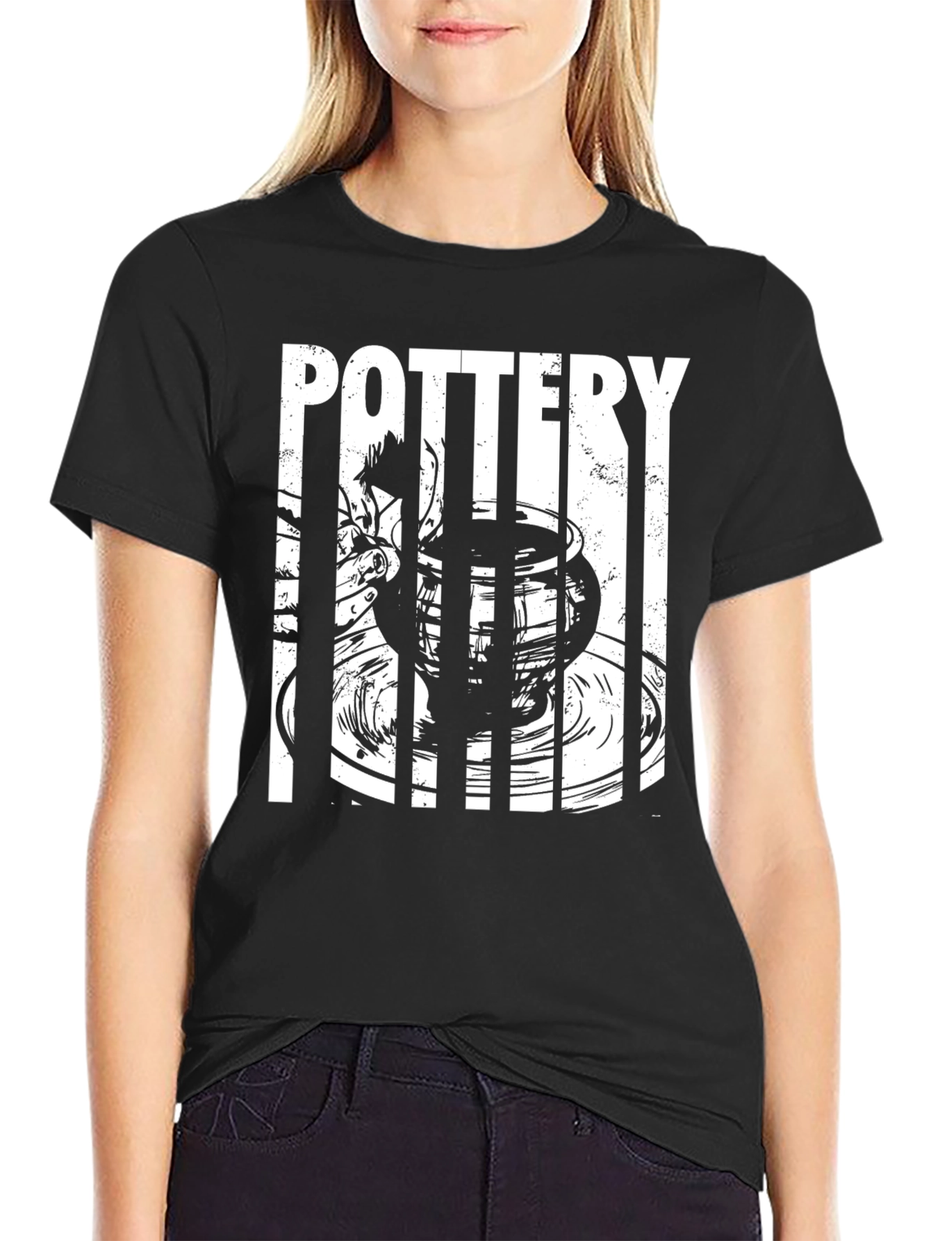 Black Pottery Graphic Print T-Shirt view 2