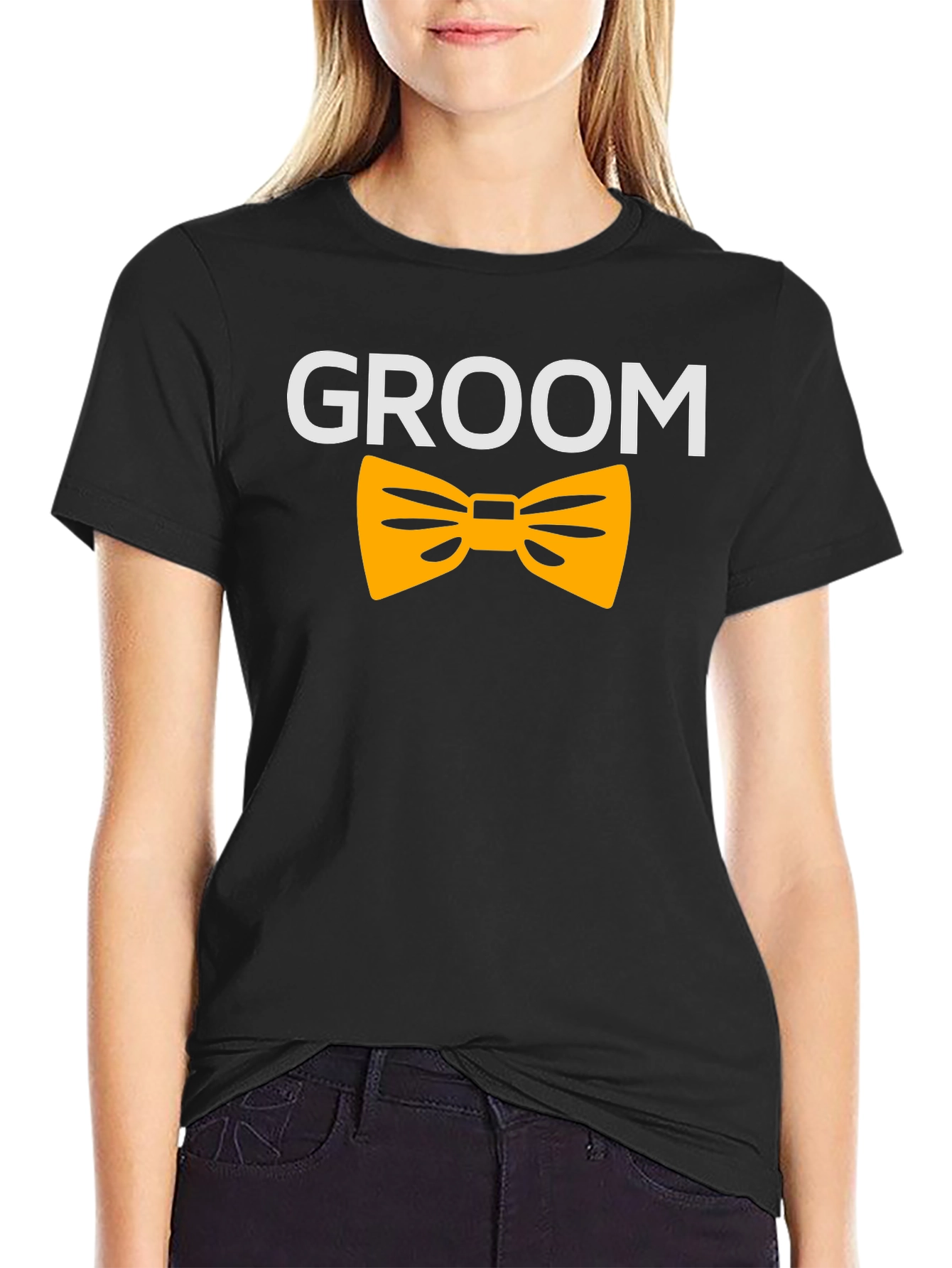Black Groom T-Shirt - Black with Bowtie view 2