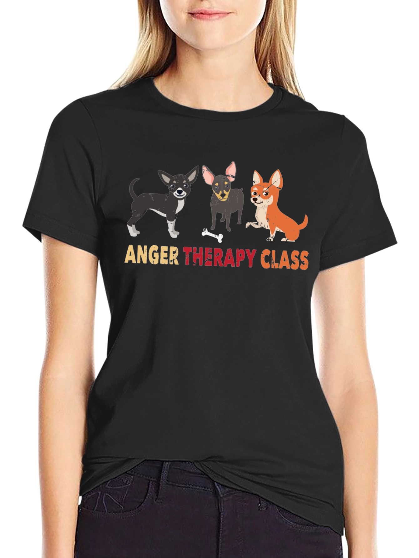 Black Anger Therapy Class Graphic T-Shirt view 2