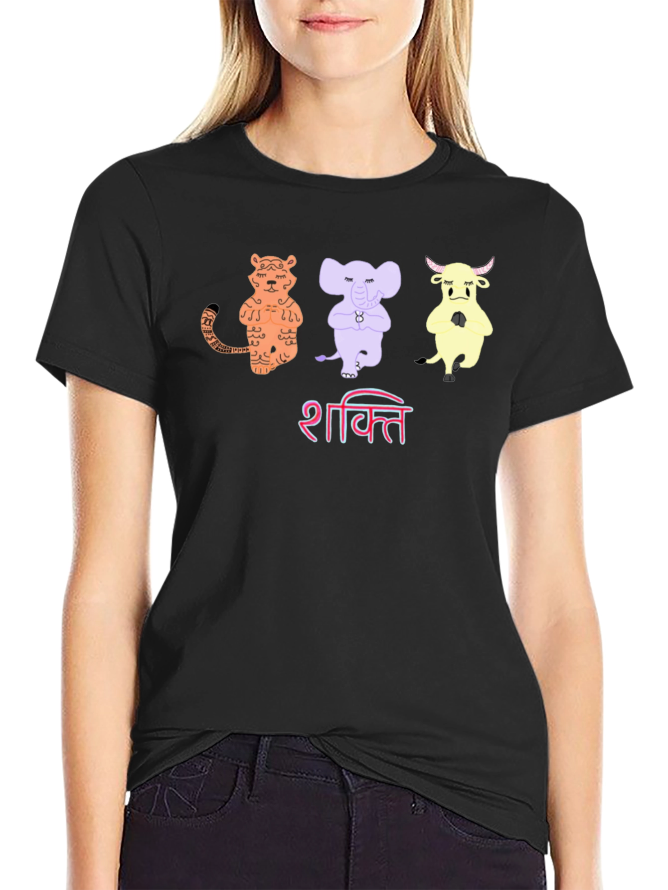 Black Shakti Yoga Animal T-Shirt - Mens Black Tee view 2