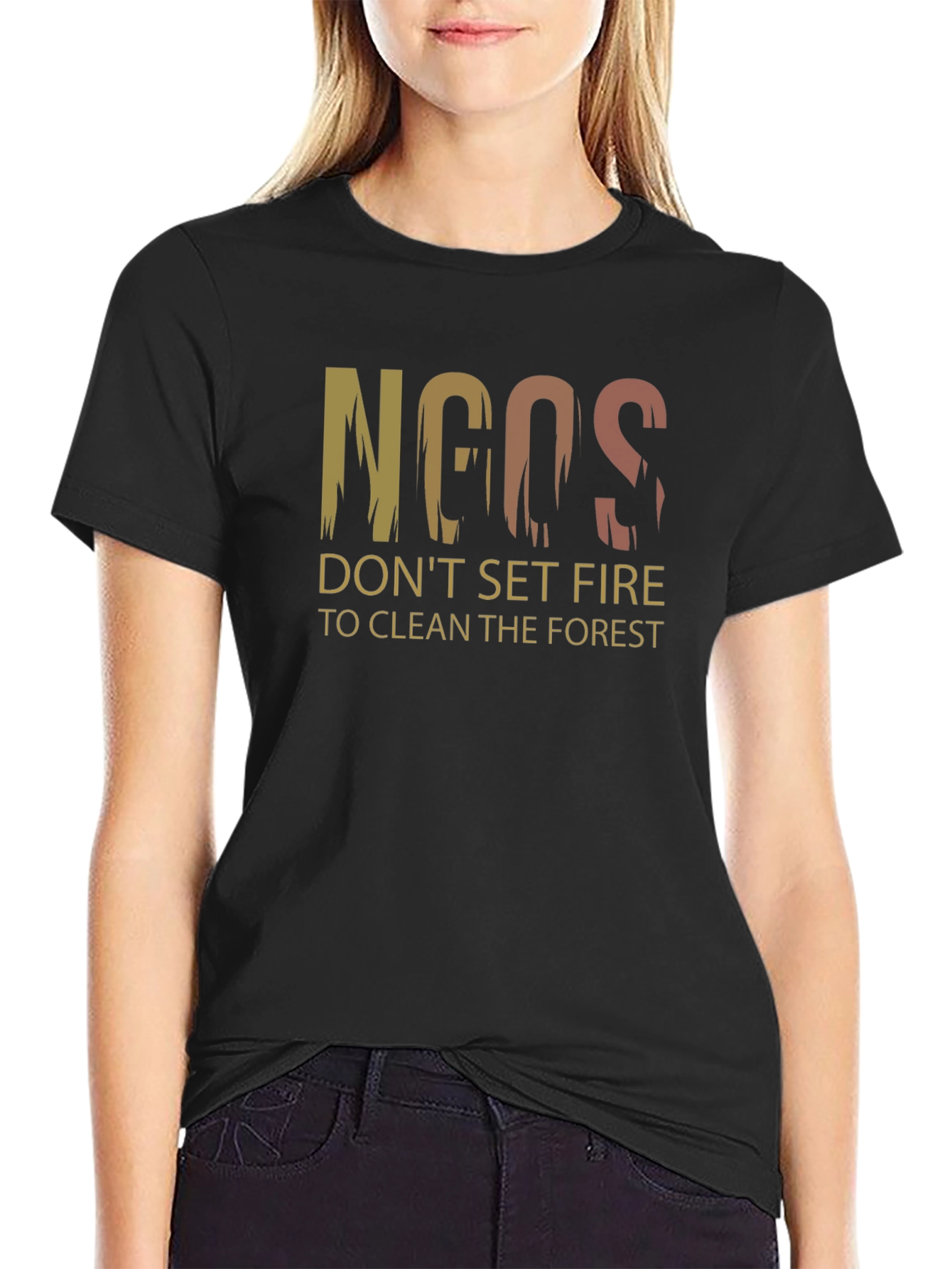 Black NGOs Don't Set Fire Graphic T-Shirt view 2