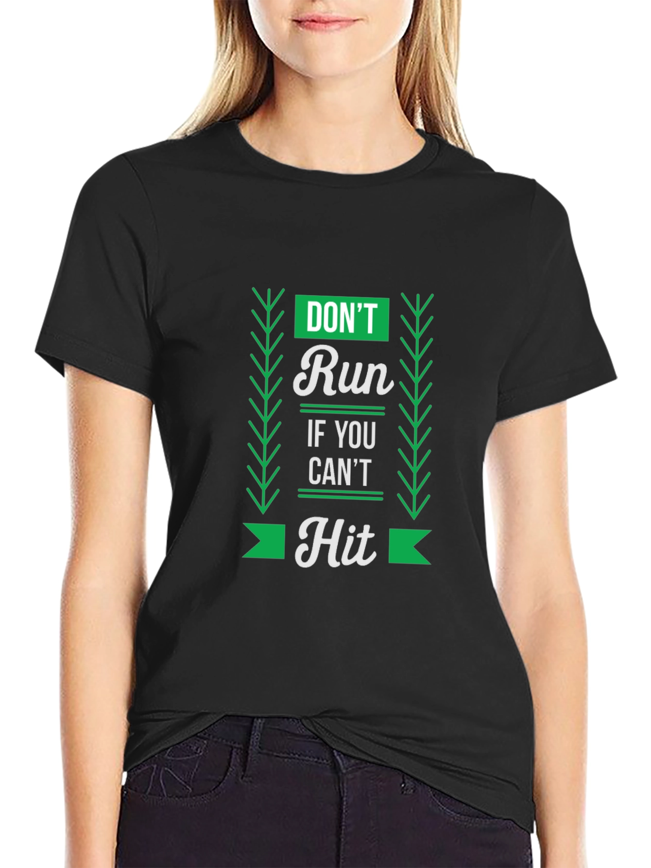 Black Don't Run If You Can't Hit Graphic Tee view 2