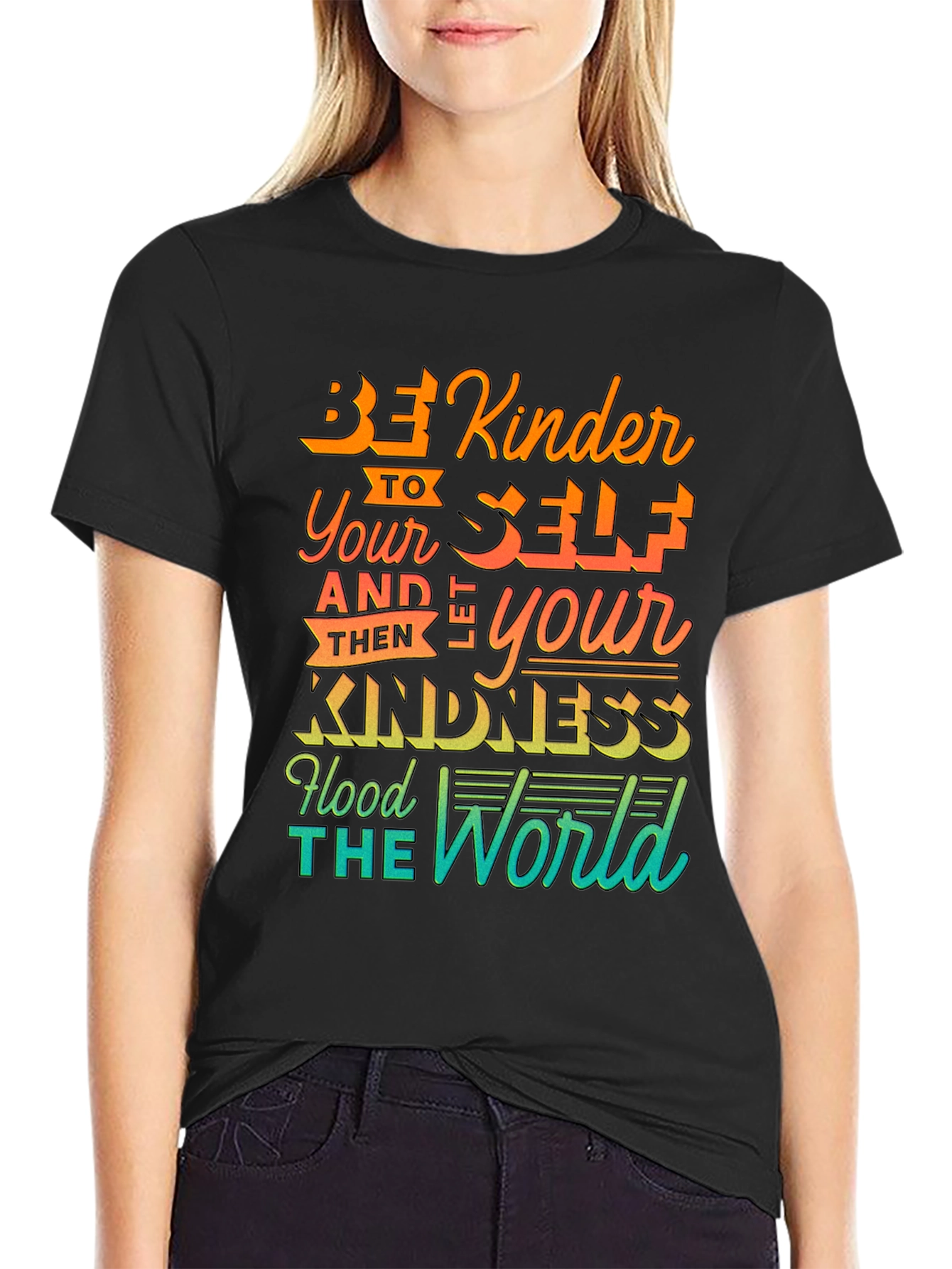 Black Be Kinder T-Shirt - Graphic Tee for Men view 2