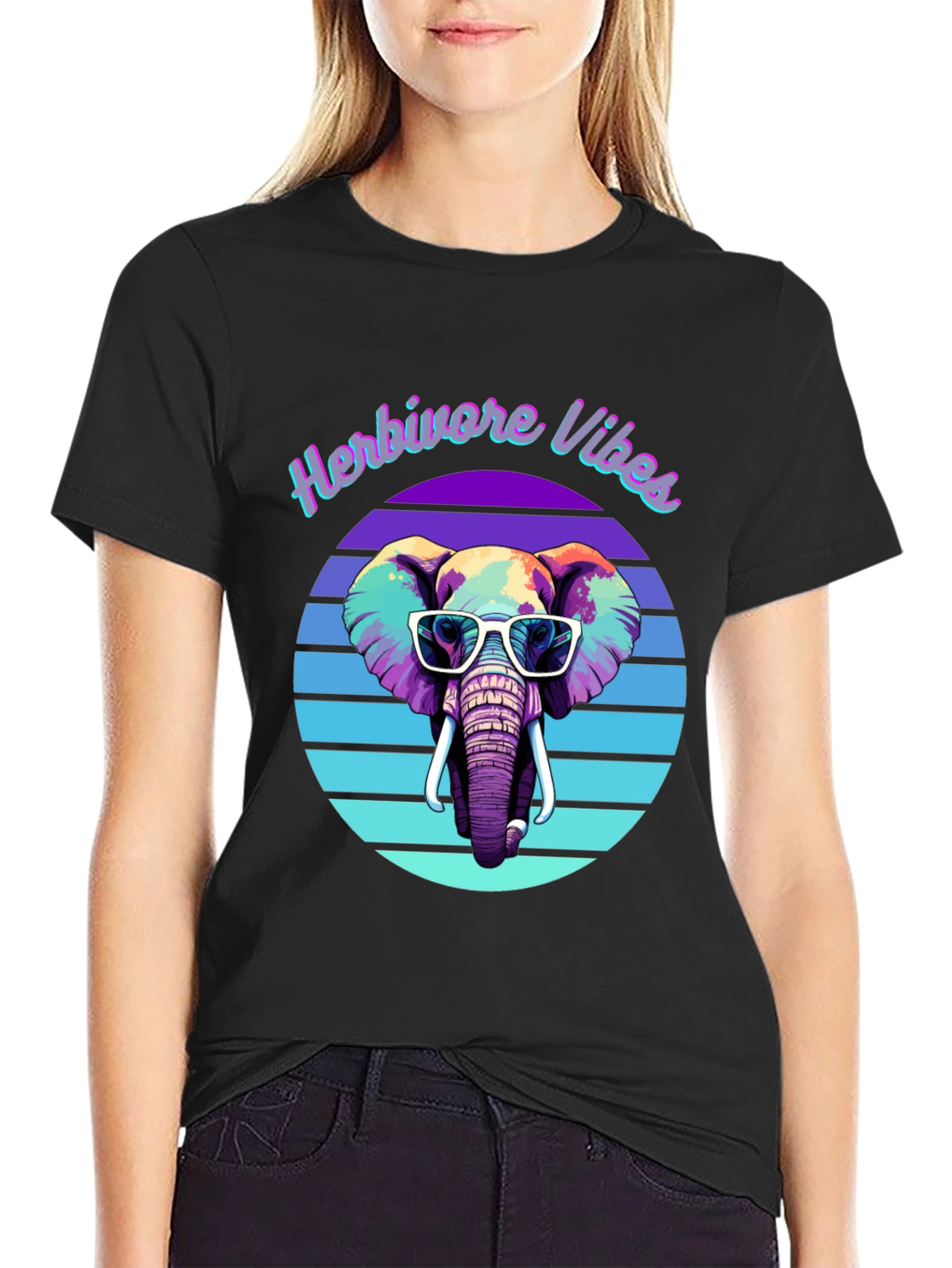 Black Herbivore Vibes Elephant Graphic Tee view 2