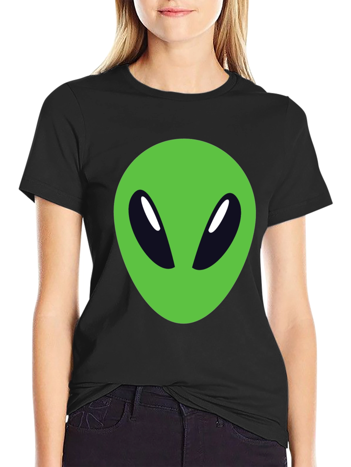 Black Alien Graphic Tee - Black Cotton Blend view 2