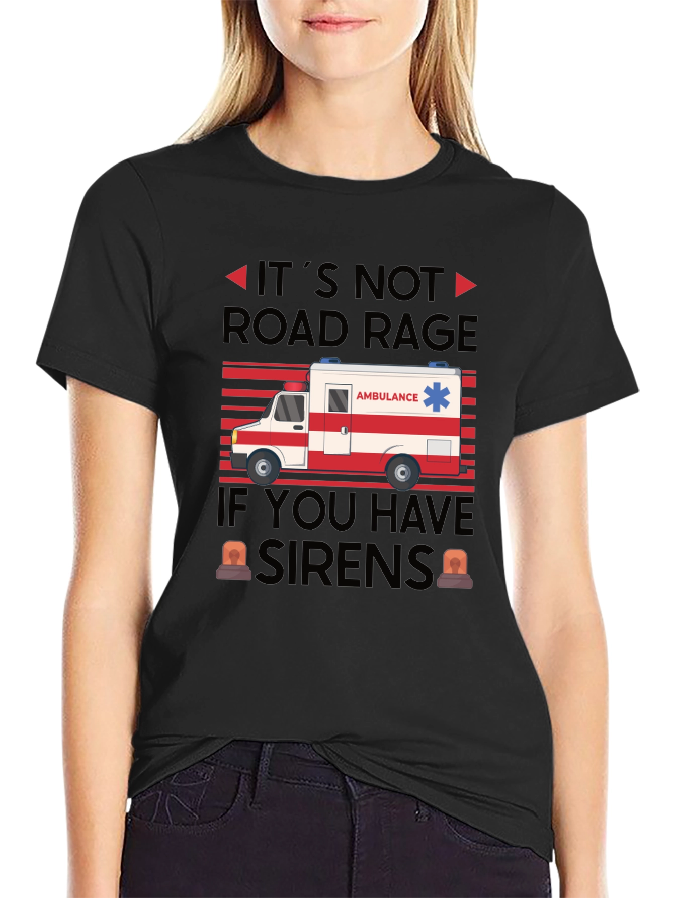 Black Funny Ambulance Driver Road Rage T-Shirt view 2