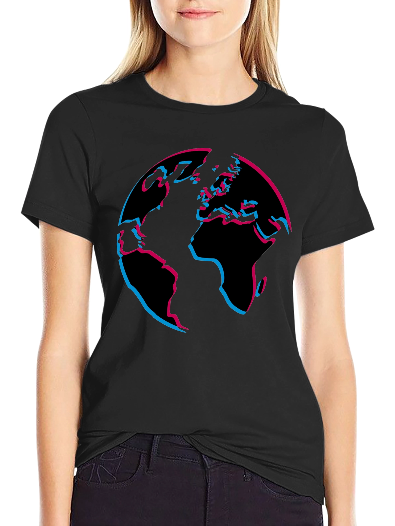 Black Abstract Earth Graphic Tee - Black view 2