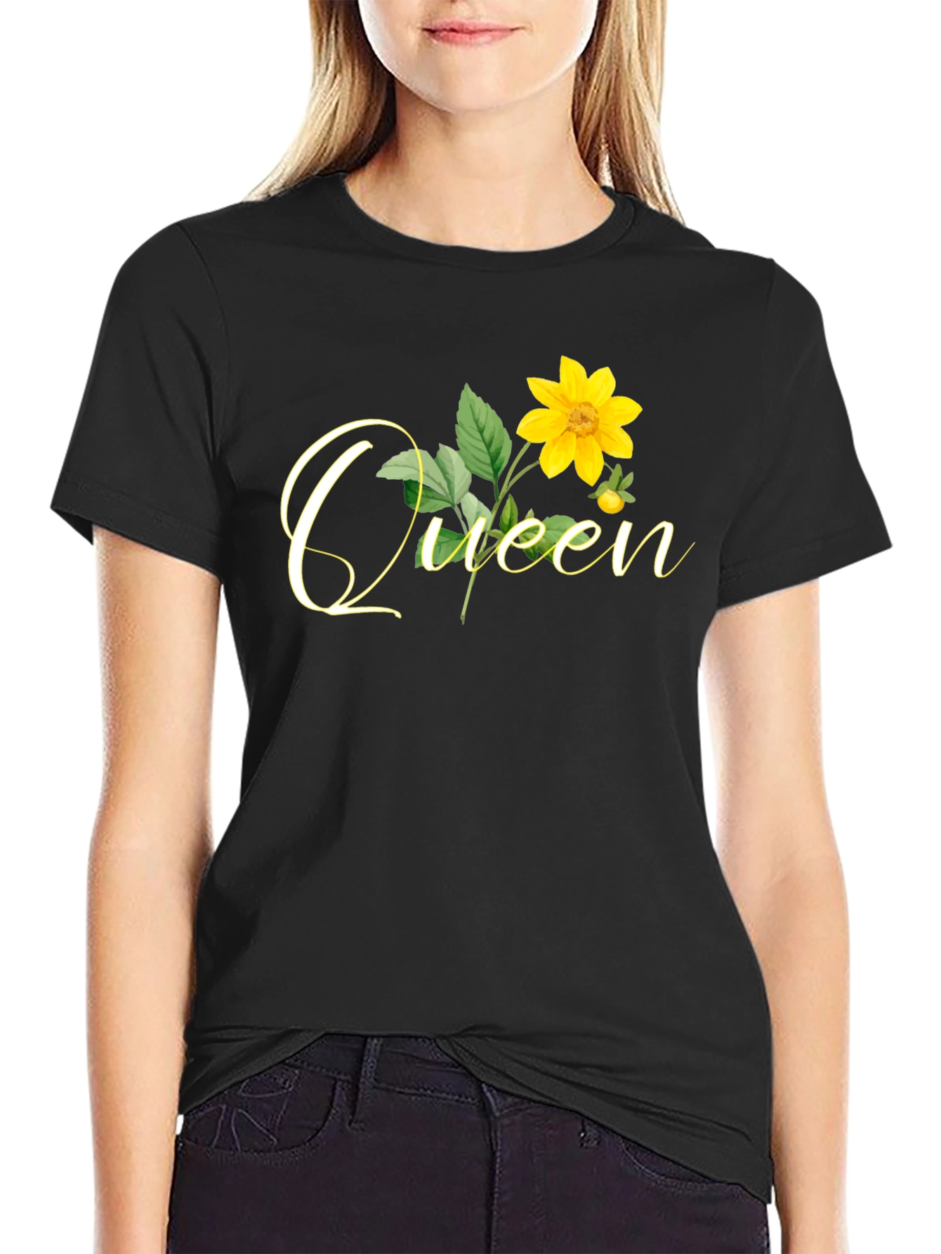 Black Queen Sunflower Graphic Tee - Black view 2