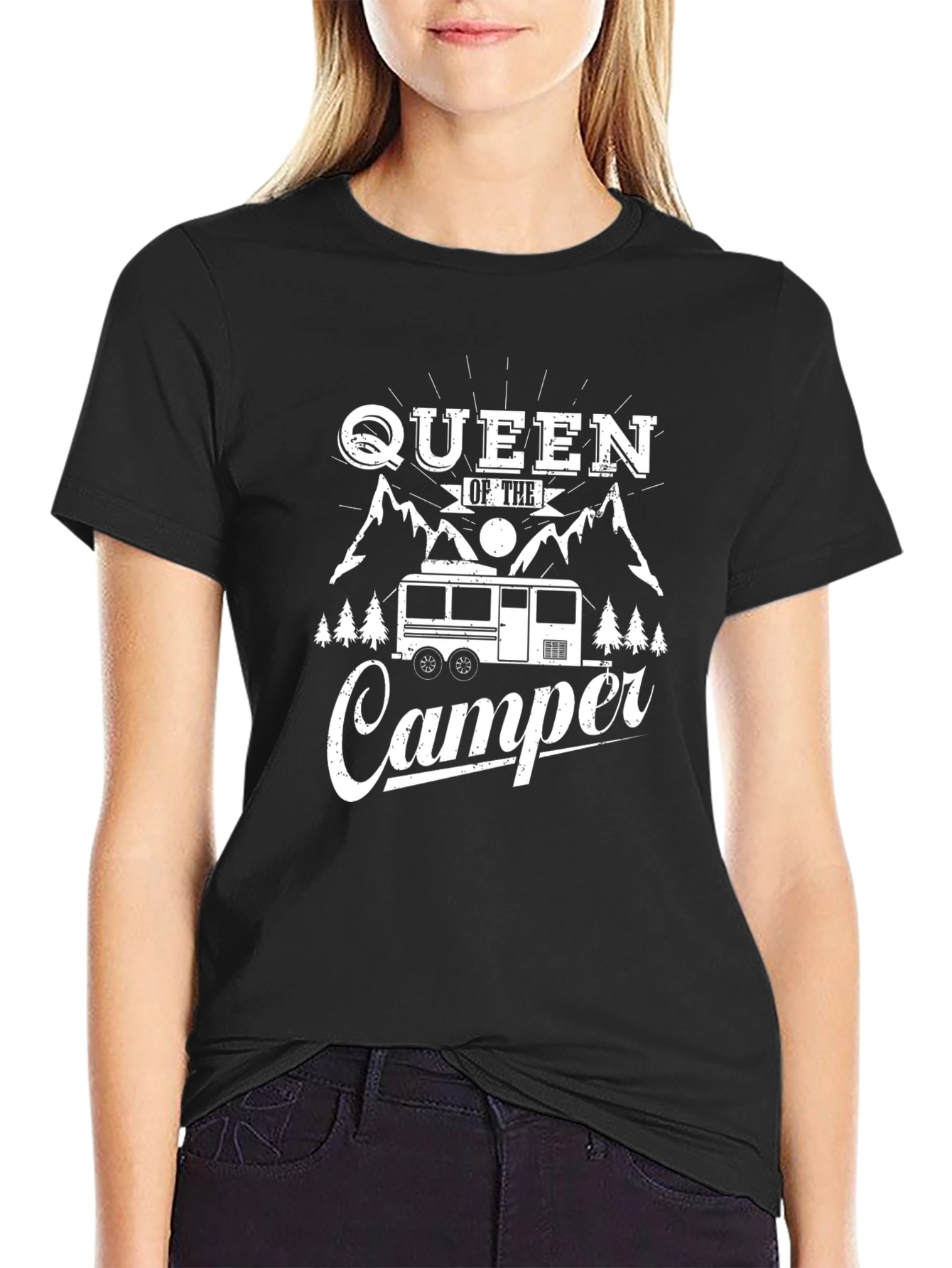 Black Queen of the Camper Graphic Tee - Black view 2