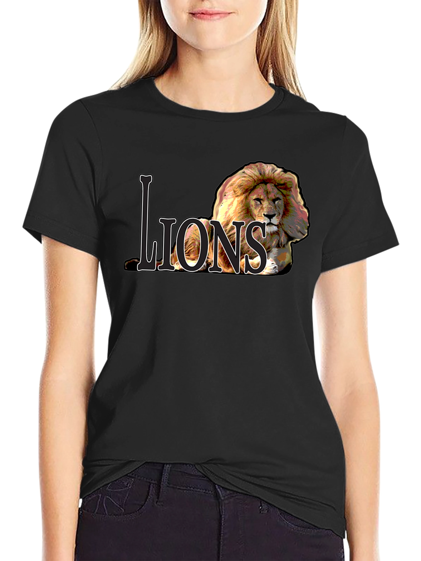 Black Lions Graphic Tee - Bold Lion Design view 2